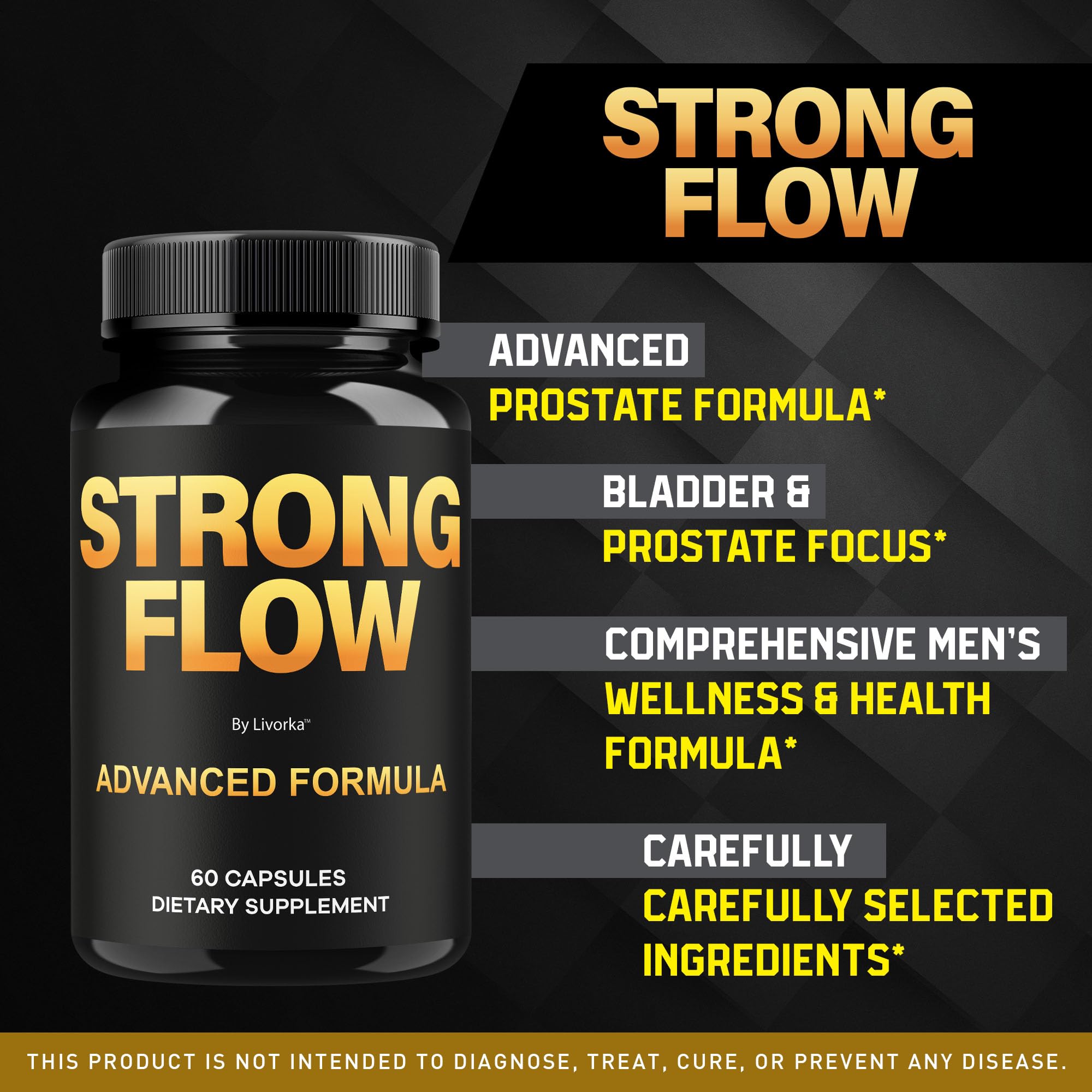 Livorka Strong Flow bottle front showcases premium formula for vitality