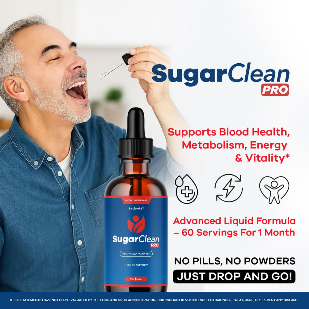 Livorka Sugar Clean Pro Drops bottle label, emphasizing a natural liquid formula