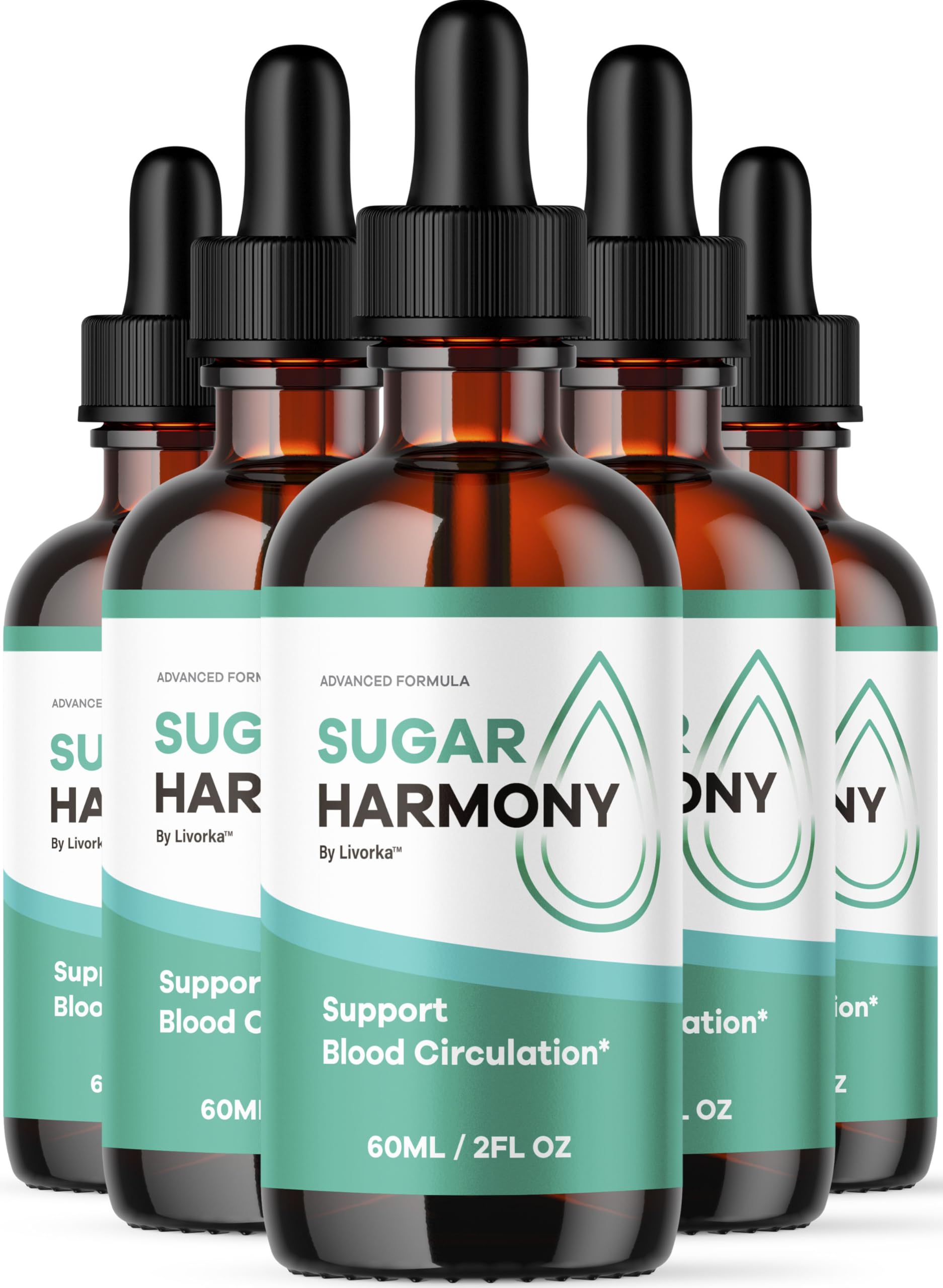LIVORKA Sugar Harmony Drops bottle front shows premium liquid formula for wellness.