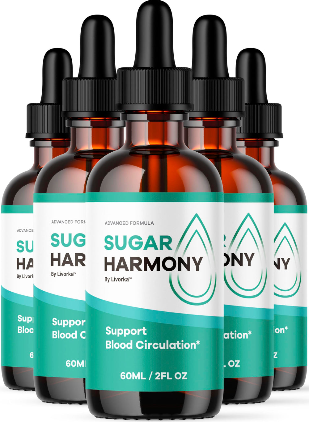 LIVORKA Sugar Harmony Drops bottle front shows premium liquid formula for wellness.