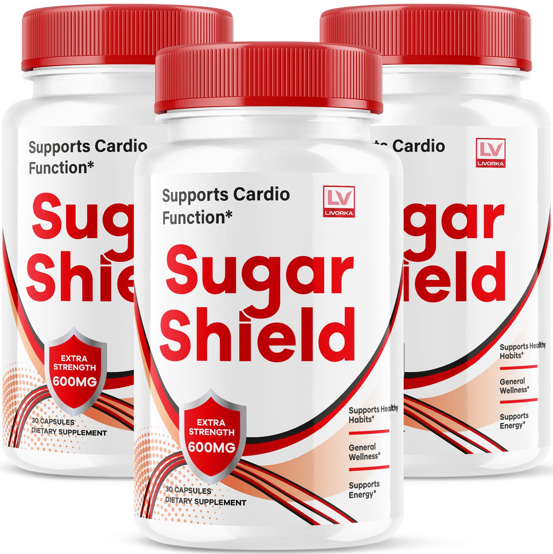 LIVORKA Sugar Shield bottle front view highlights an all-natural daily wellness supplement.