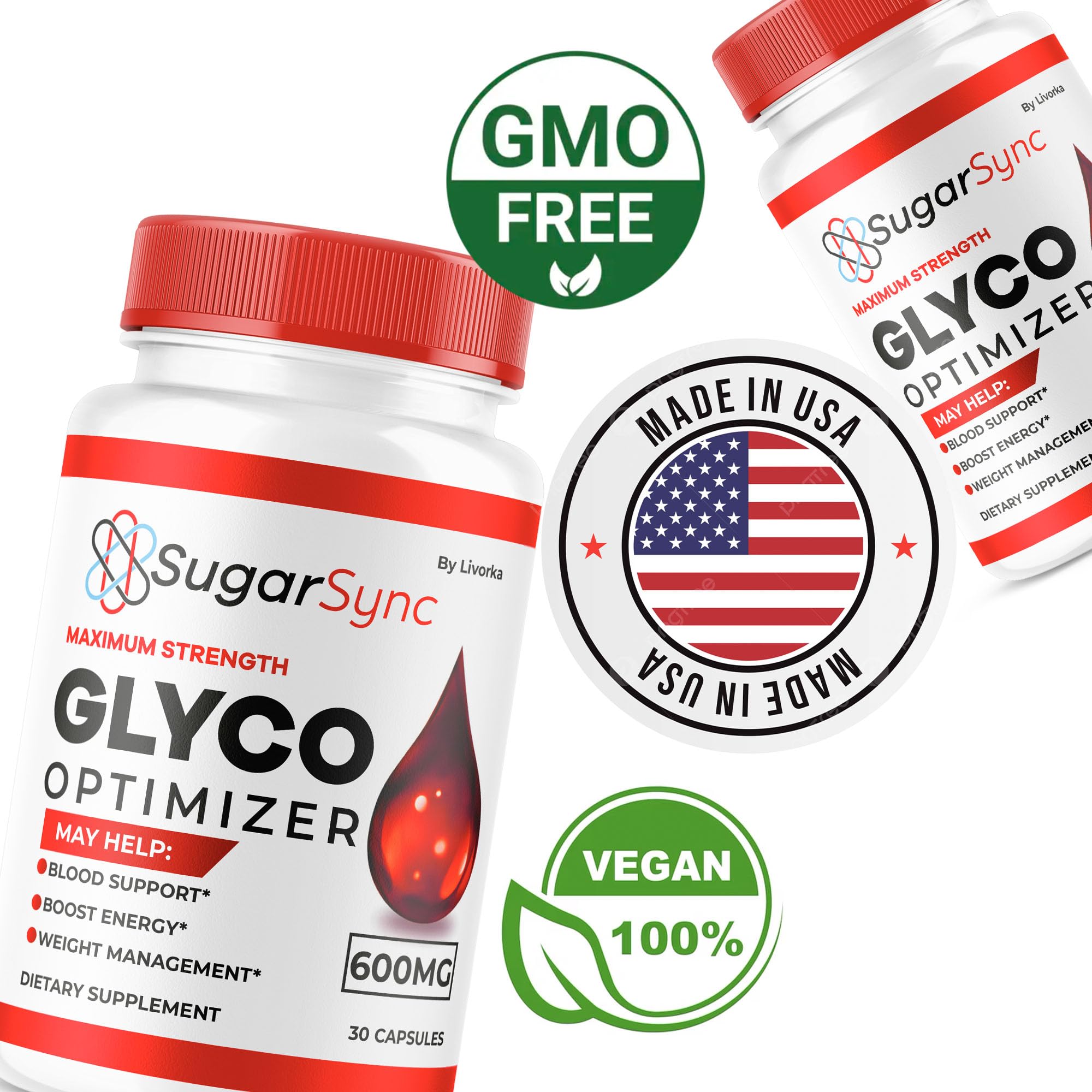 Capsule being poured from LIVORKA Sugar Sync Glyco bottle.
