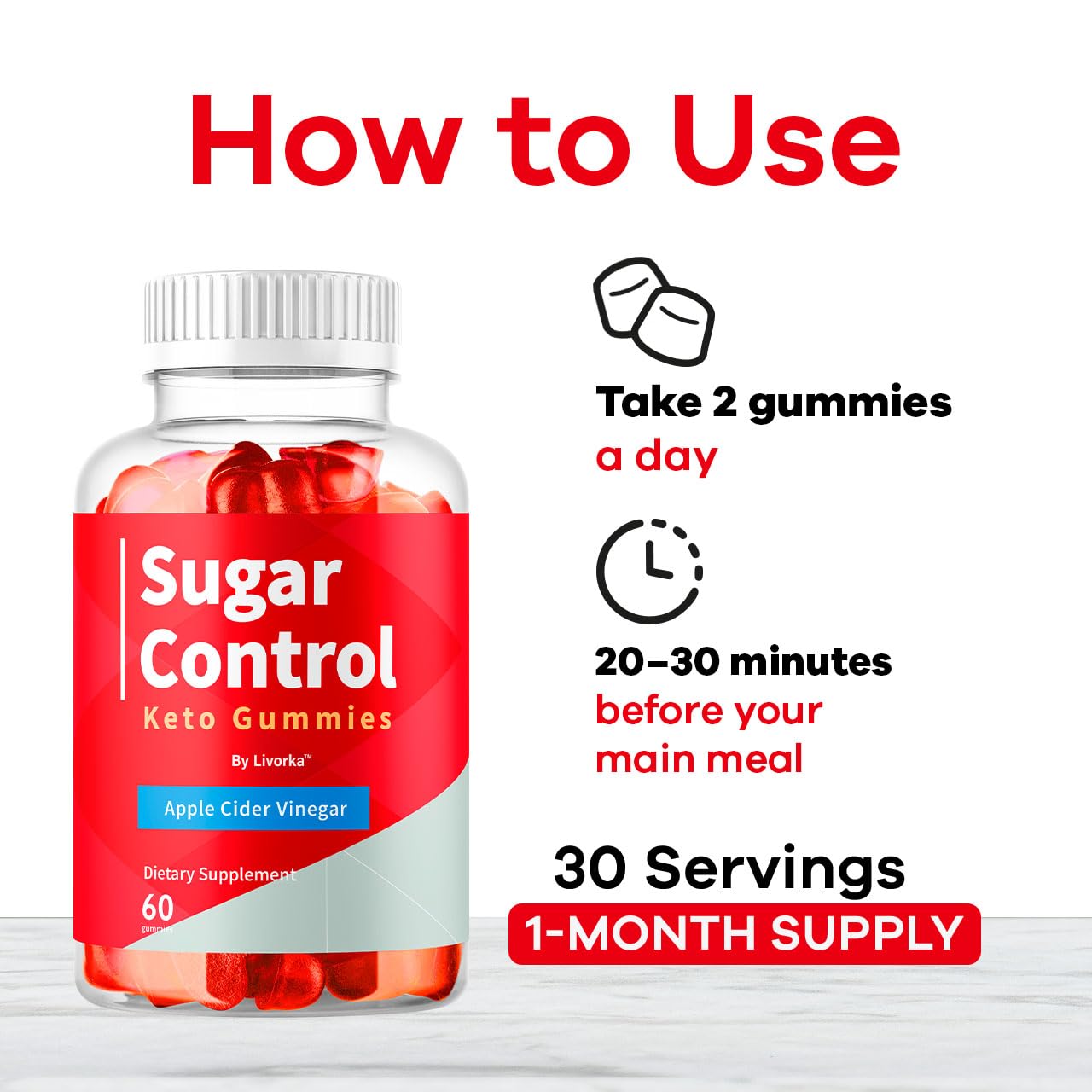 LIVORKA SugarControl gummies serving portion for convenient daily intake.