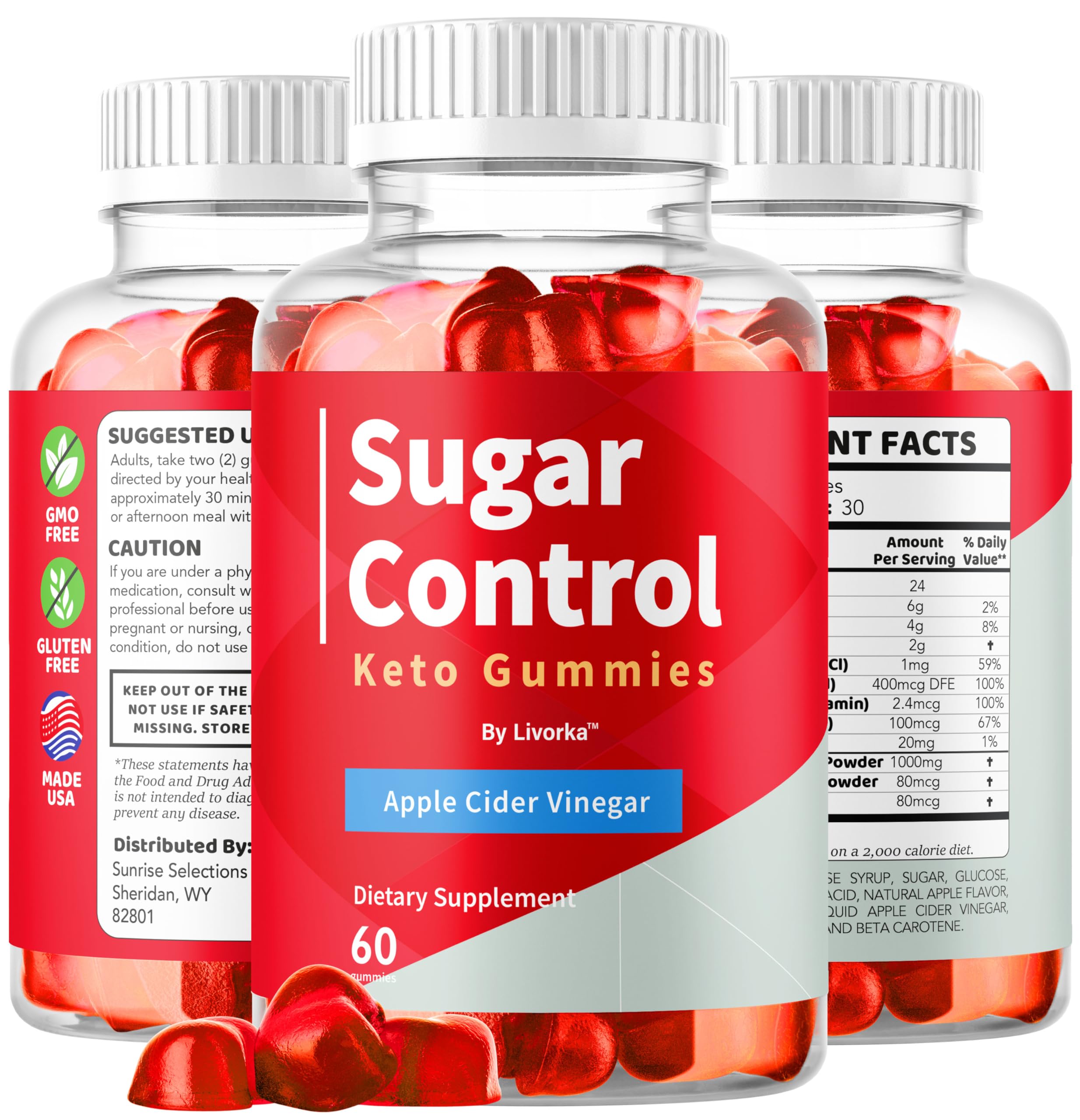 LIVORKA SugarControl nutrition panel emphasizes serving details and ingredients.