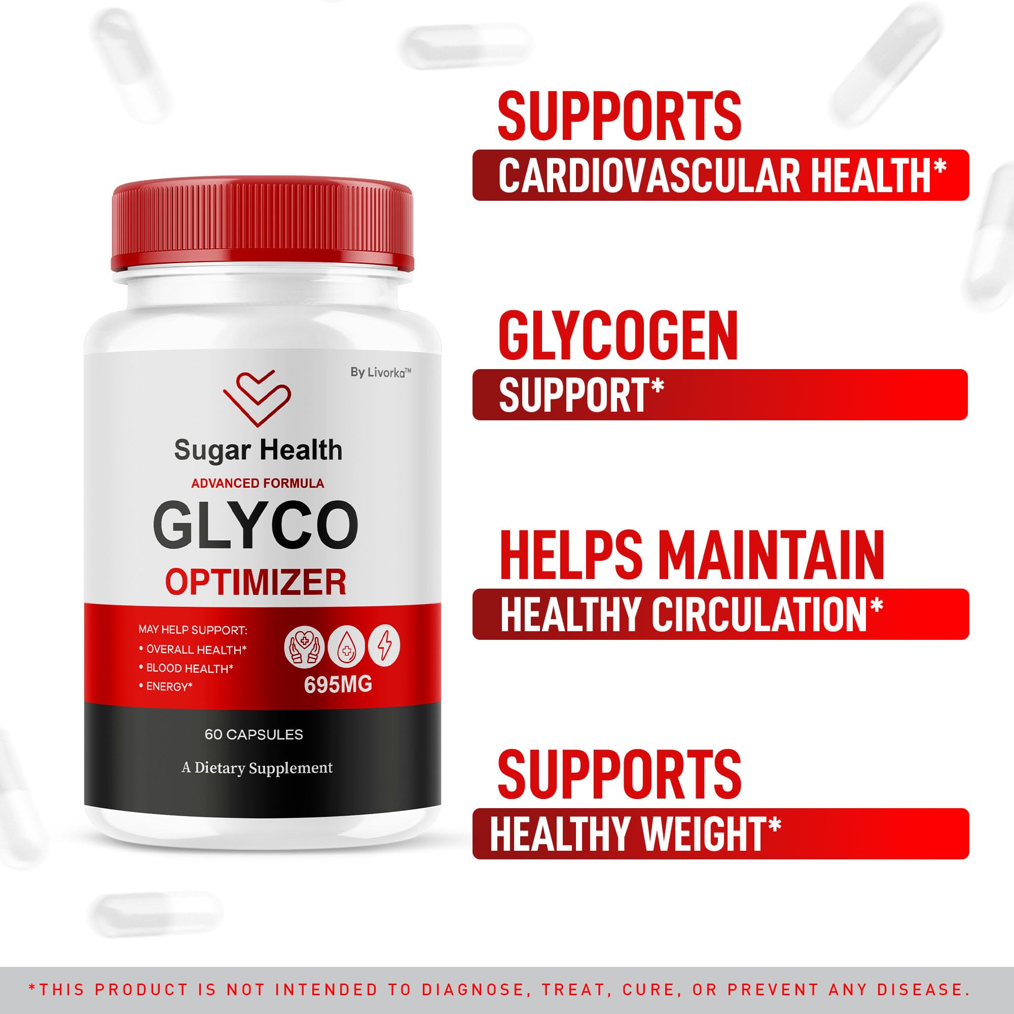 Close-up of LIVORKA Glyco Optimizer capsules for convenient daily intake