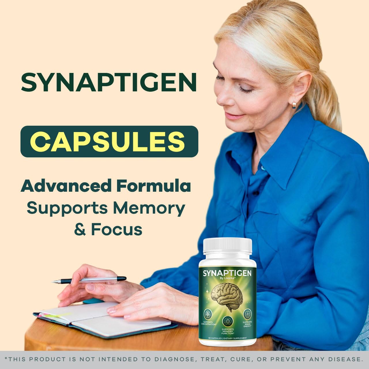 LIVORKA Synaptigen bottle closeup with clear label and premium formula