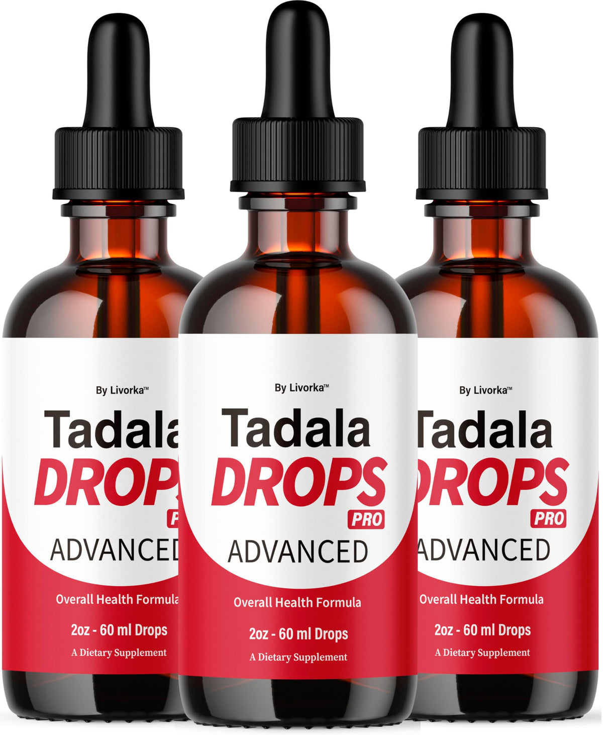LIVORKA Tadala Drops Pro 3-pack bottles for daily use and convenience.