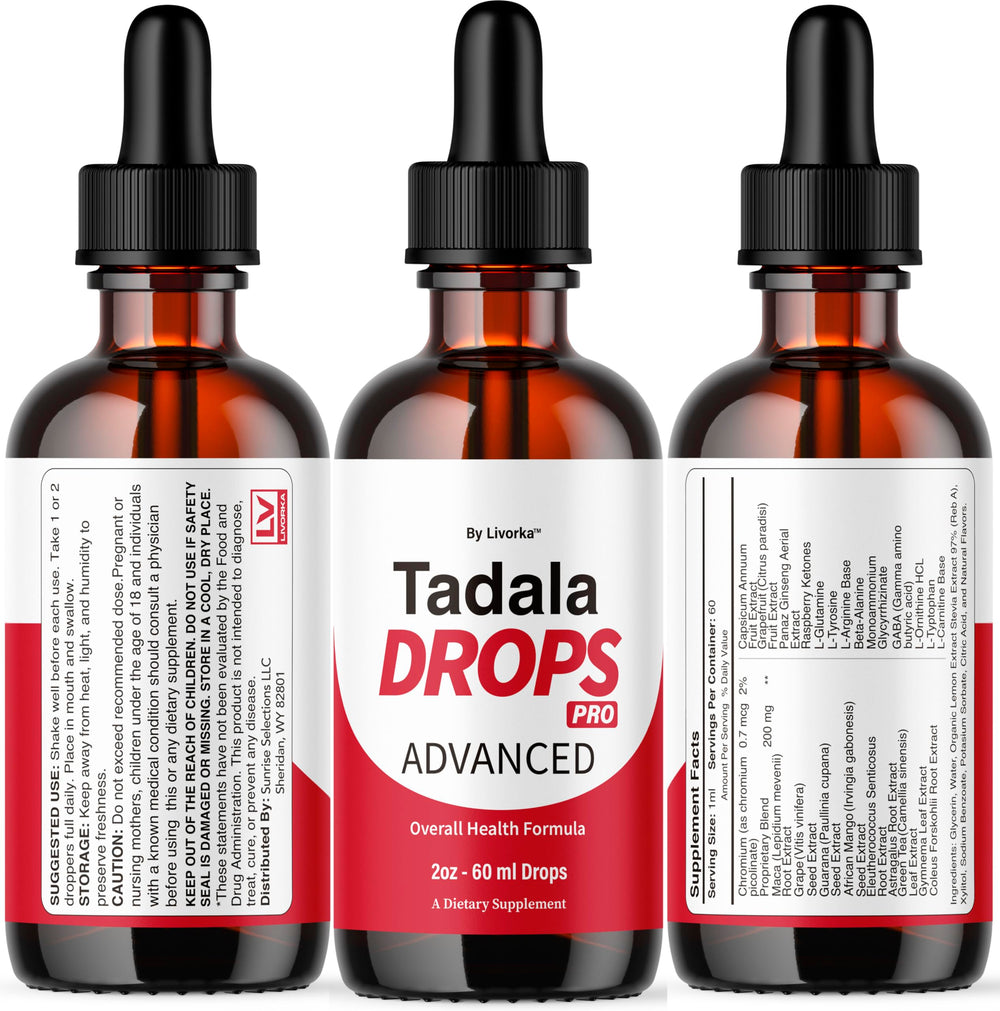 Livorka Tadala Drops Pro bottle on the go for daily use.