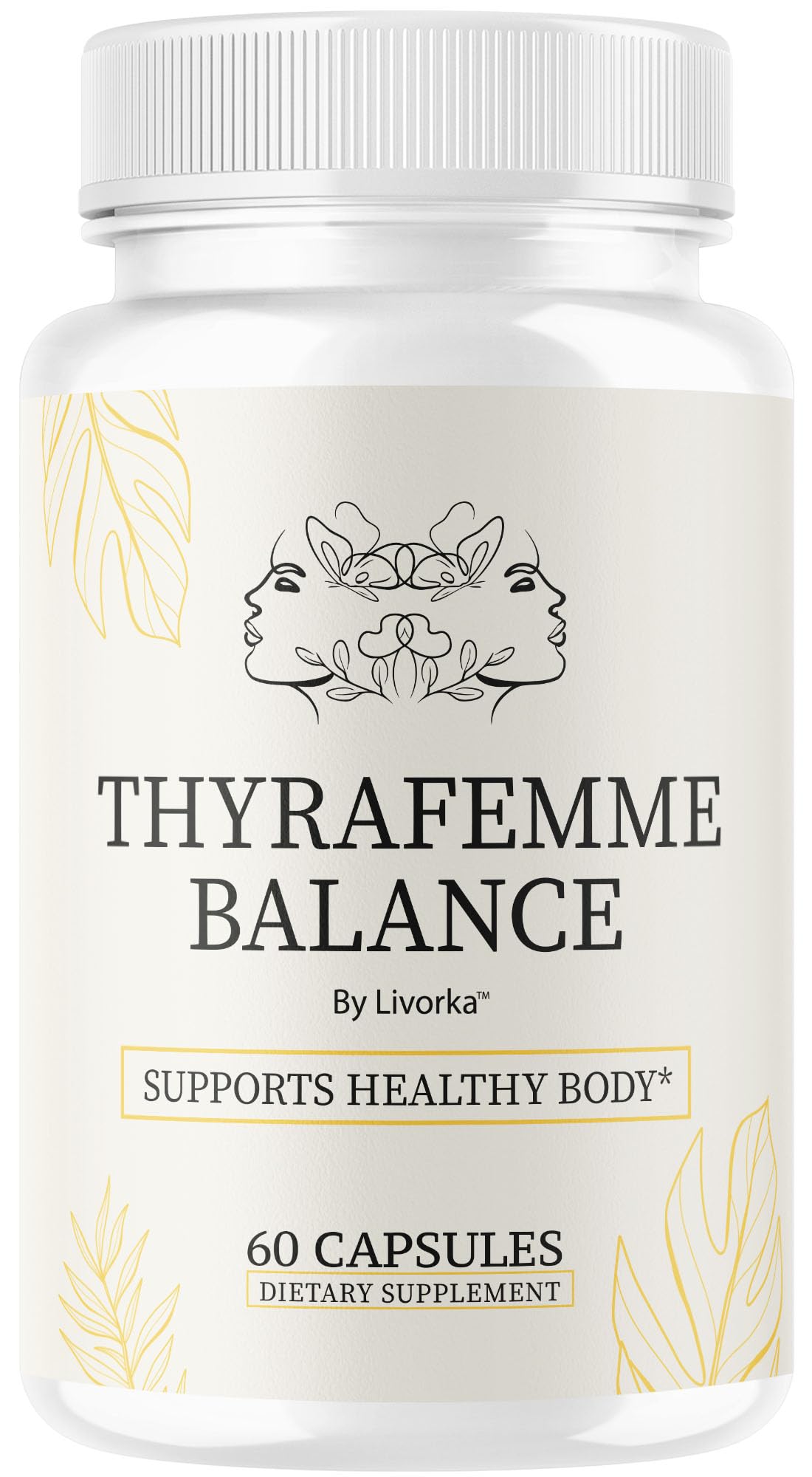 LIVORKA ThyraFemme Balance bottle with capsules supports daily female wellness.