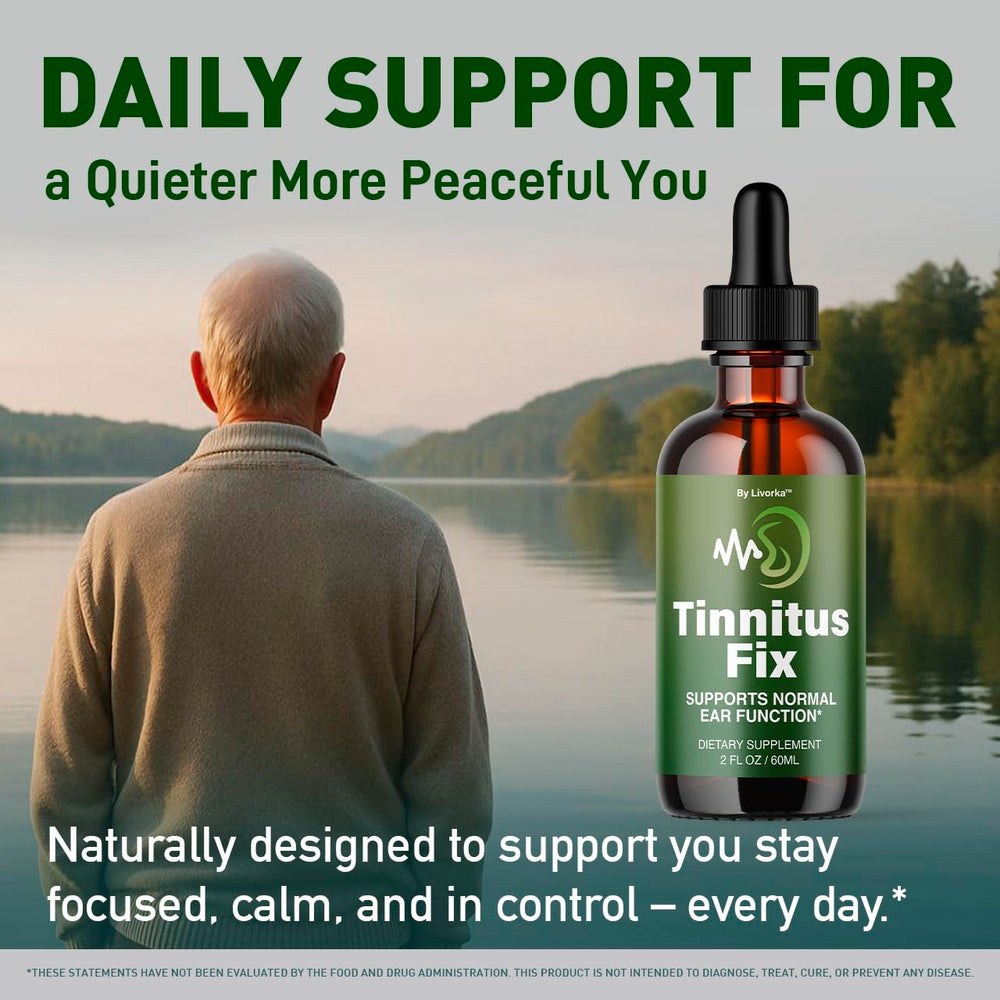 LIVORKA TinnitusFix Drops natural-packaging signals an all-natural approach.