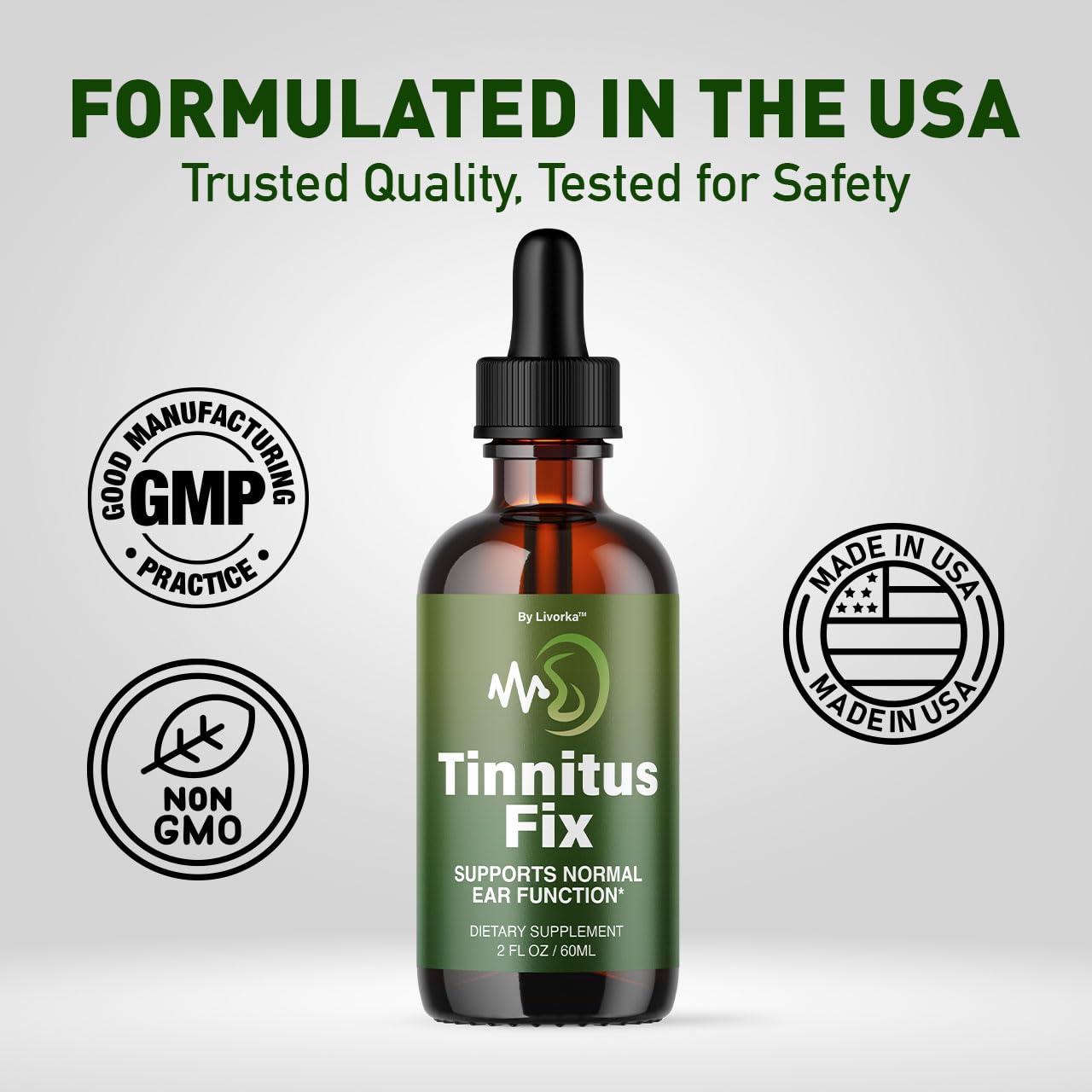 LIVORKA TinnitusFix Drops in use as part of a daily intake routine.
