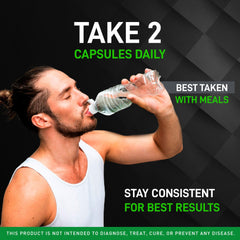 Capsules visible to illustrate simple daily supplement for vitality
