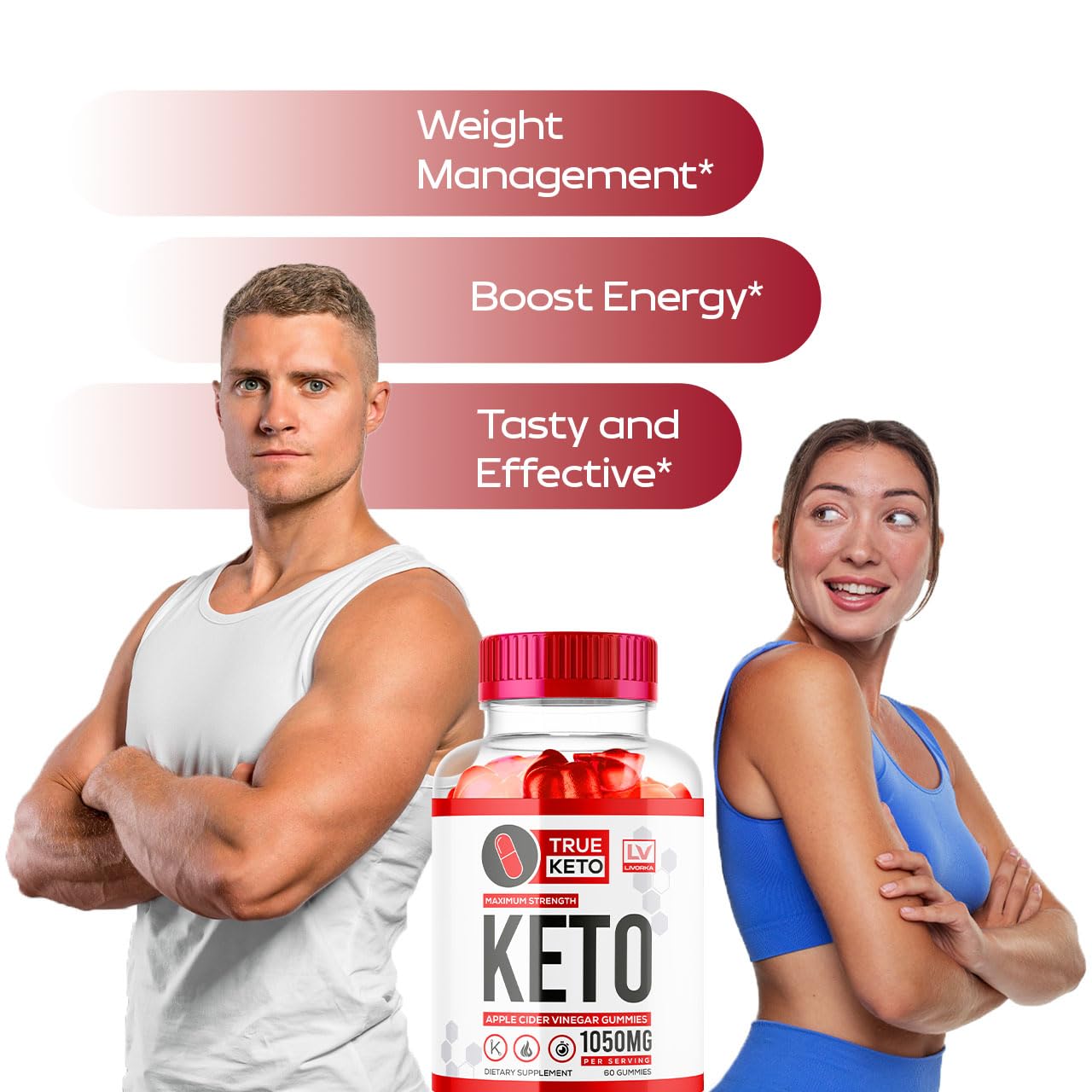 Livorka True Keto ACV Gummies bottle highlighting ACV infusion