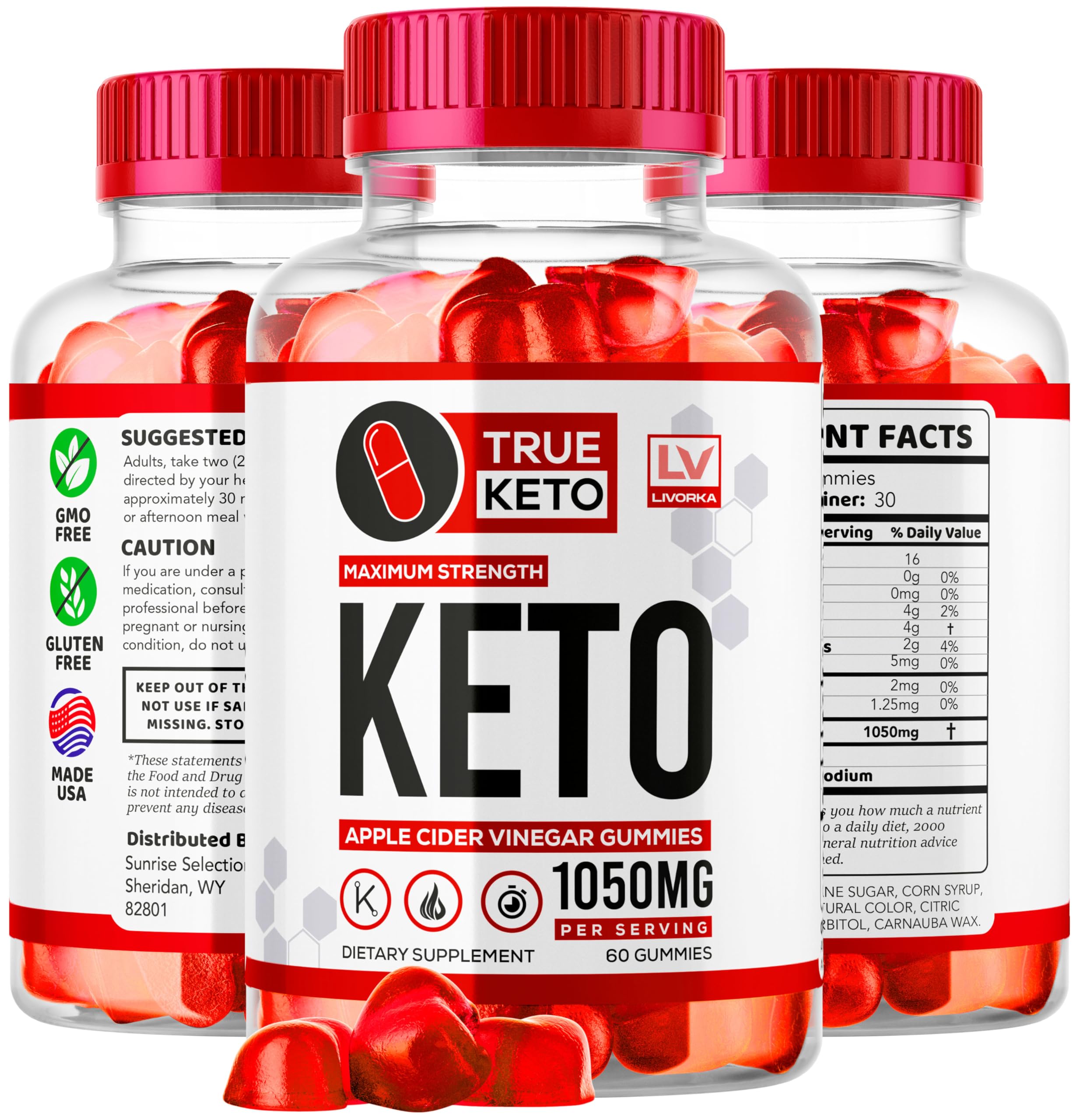 Livorka True Keto Gummies close-up label detail