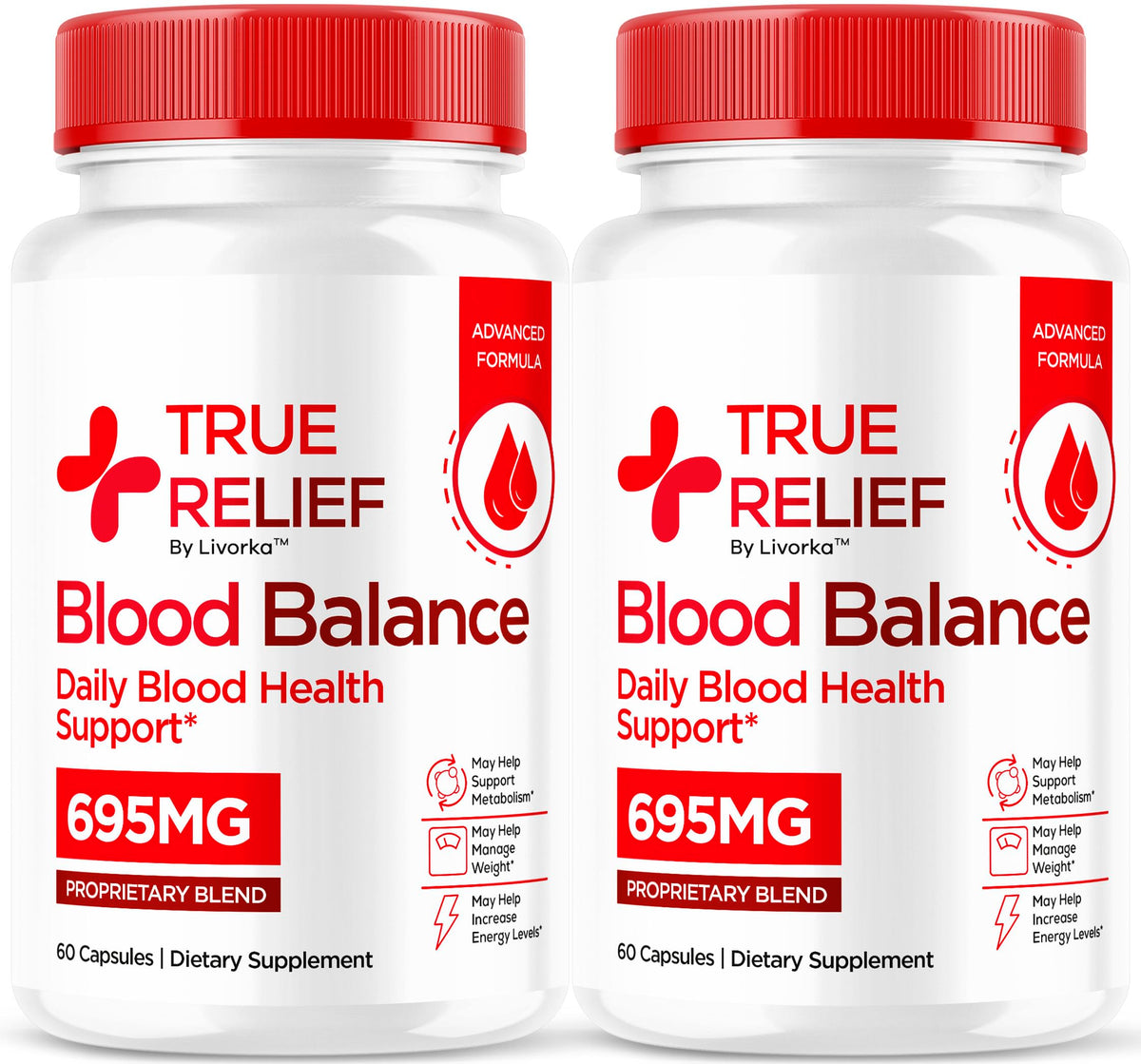 LIVORKA True Relief bottle front shows a premium all-natural wellness formula for daily balance
