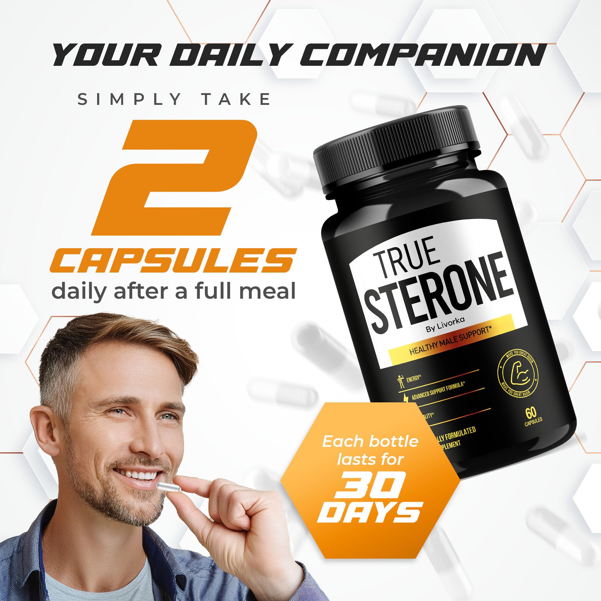 Livorka True Sterone Advanced Formula tube shows compact, travel-friendly packaging.