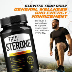 LIVORKA True Sterone bottle back with dosage guidance for everyday use.