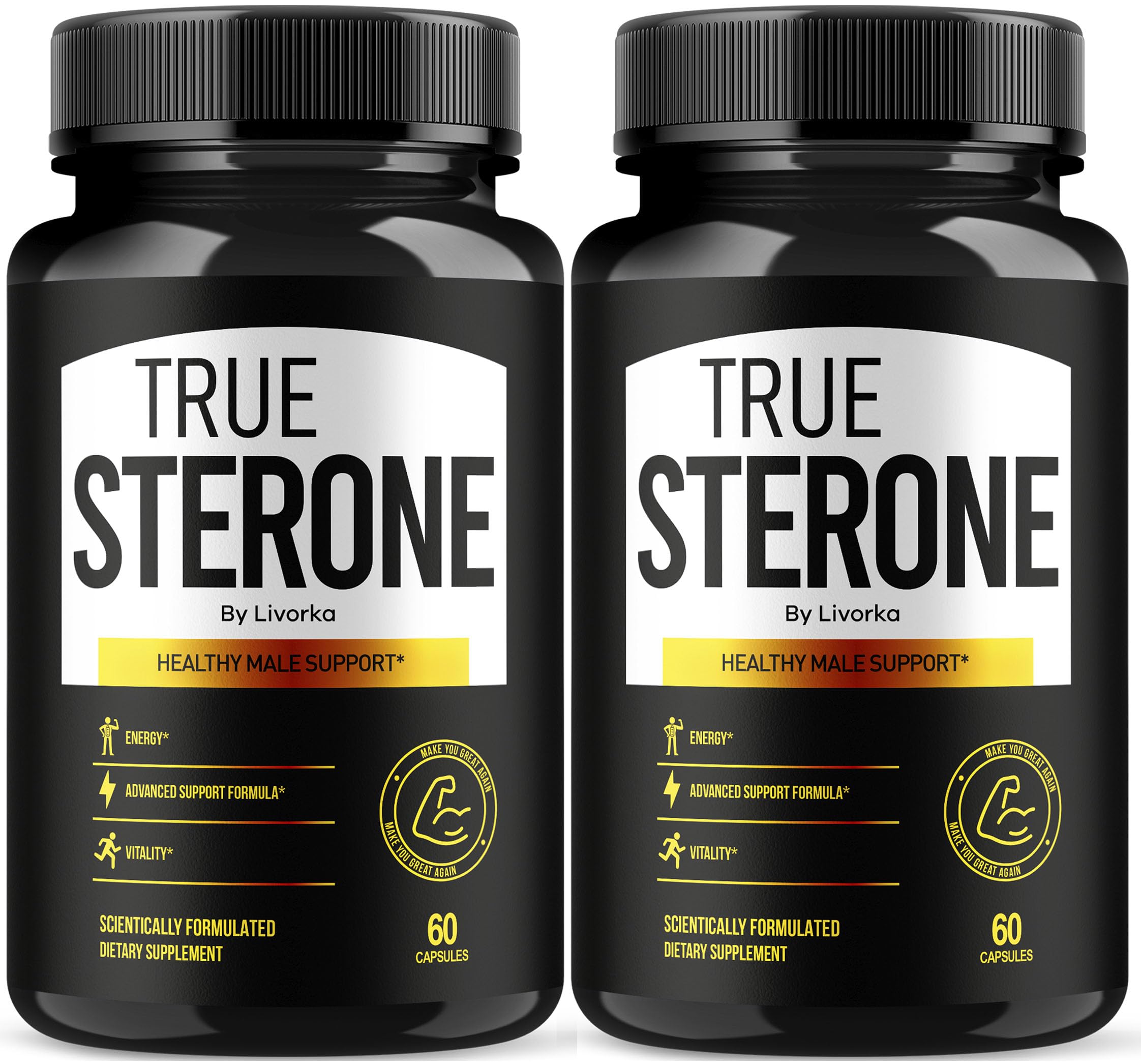 LIVORKA True Sterone bottle front, easy daily supplement for routine.