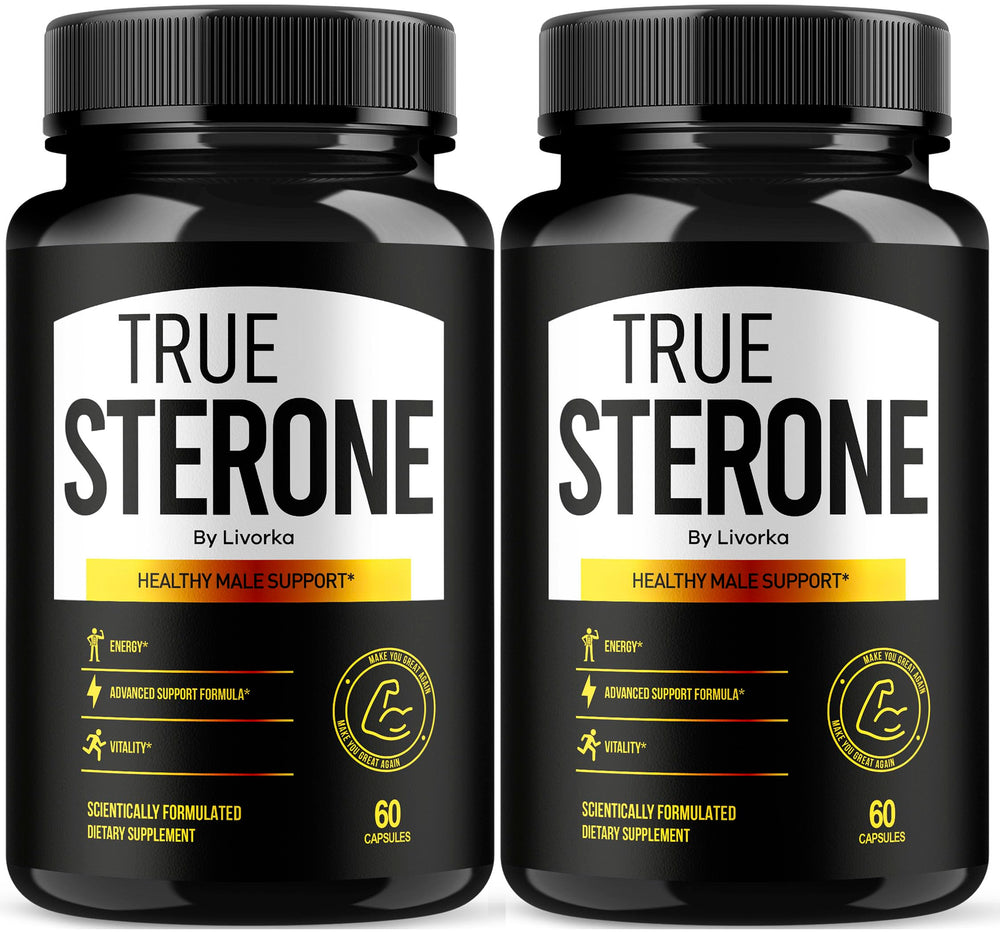 LIVORKA True Sterone bottle front, easy daily supplement for routine.
