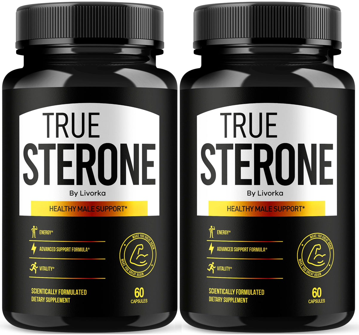 LIVORKA True Sterone bottle front, easy daily supplement for routine.