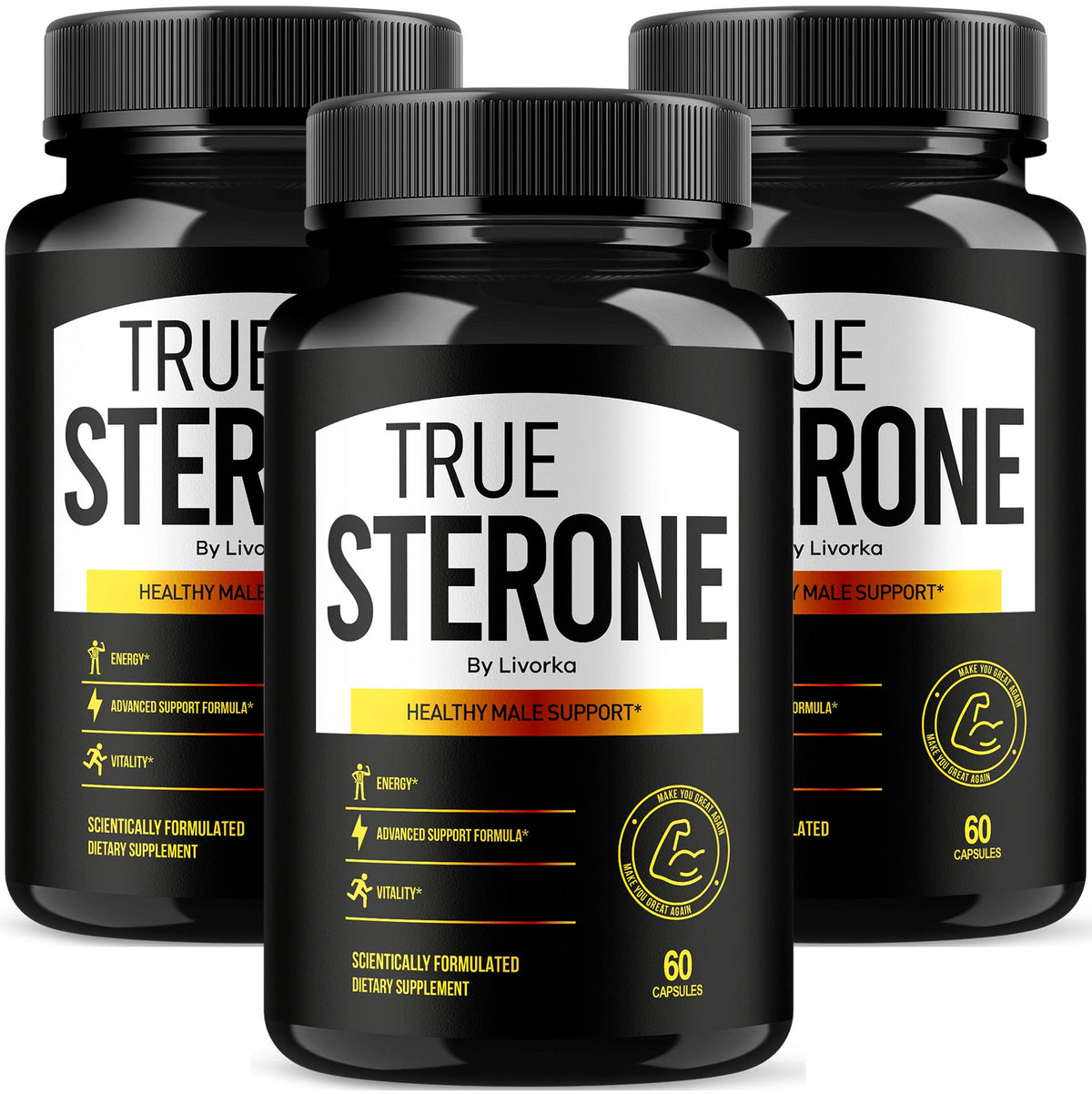 Livorka True Sterone pills bottle ready for a simple daily routine.