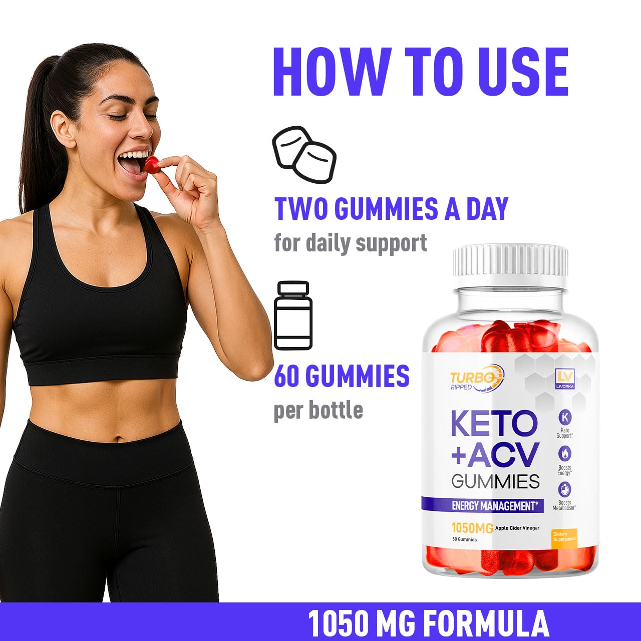 LIVORKA Turbo Ripped Gummies countertop shot ready for daily routine.
