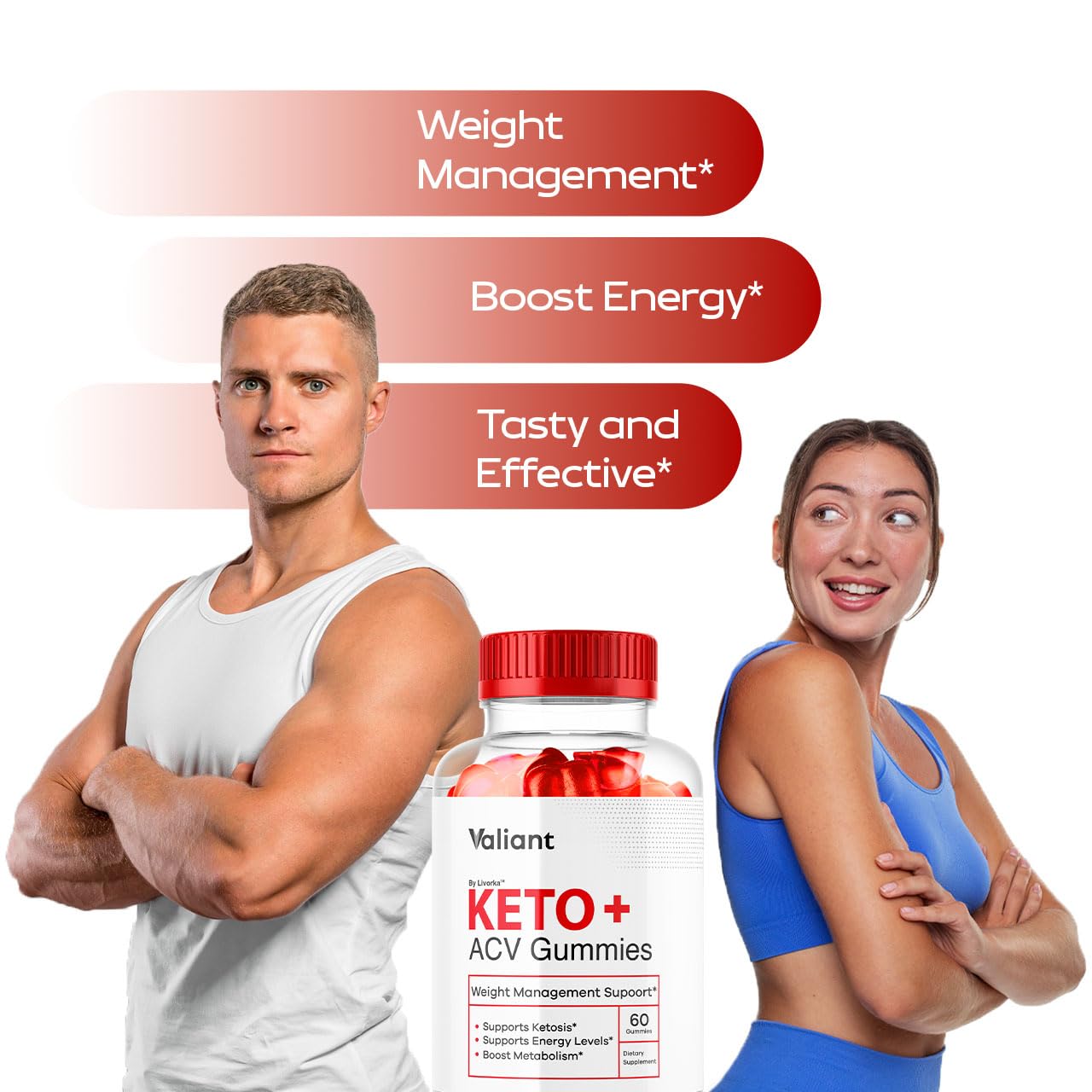 LIVORKA Valiant Keto ACV Gummies bottle back with dosage guidance for daily use