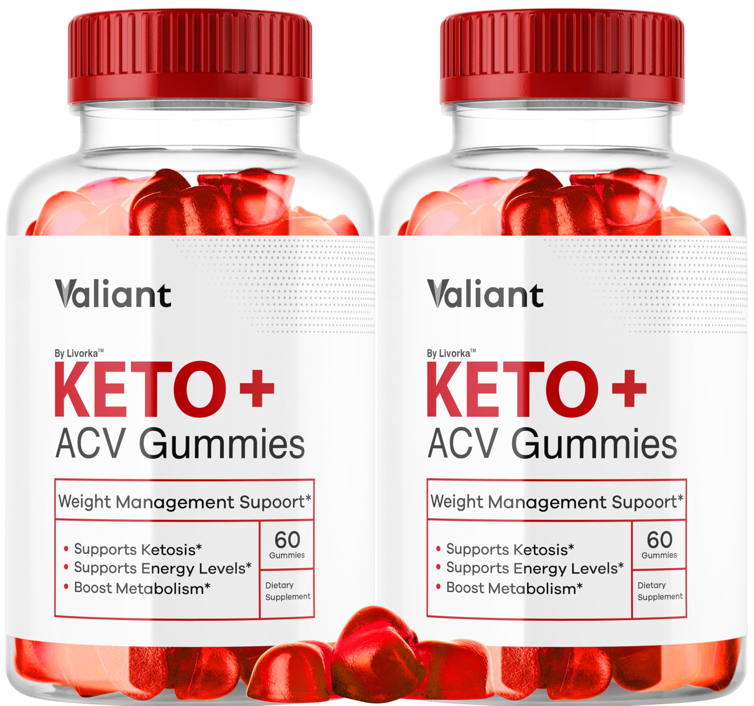 LIVORKA Valiant Keto ACV Gummies bottle front showing apple cider vinegar formula