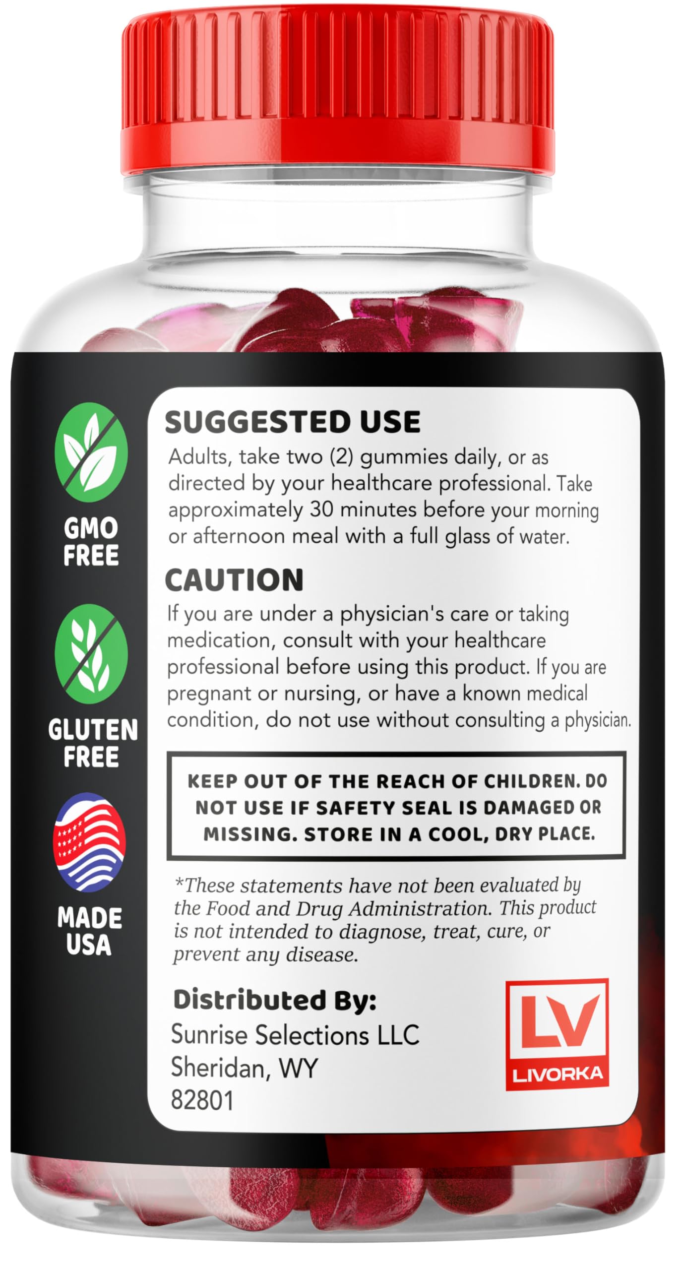 LIVORKA Vigor Boost Gummies dosage label offers simple daily routine guidance.
