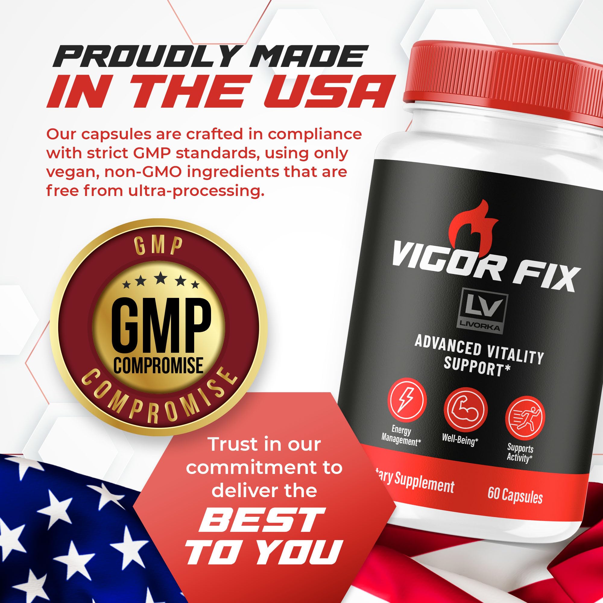 LIVORKA Vigor Fix 3-month supply image emphasizes long-term daily support.