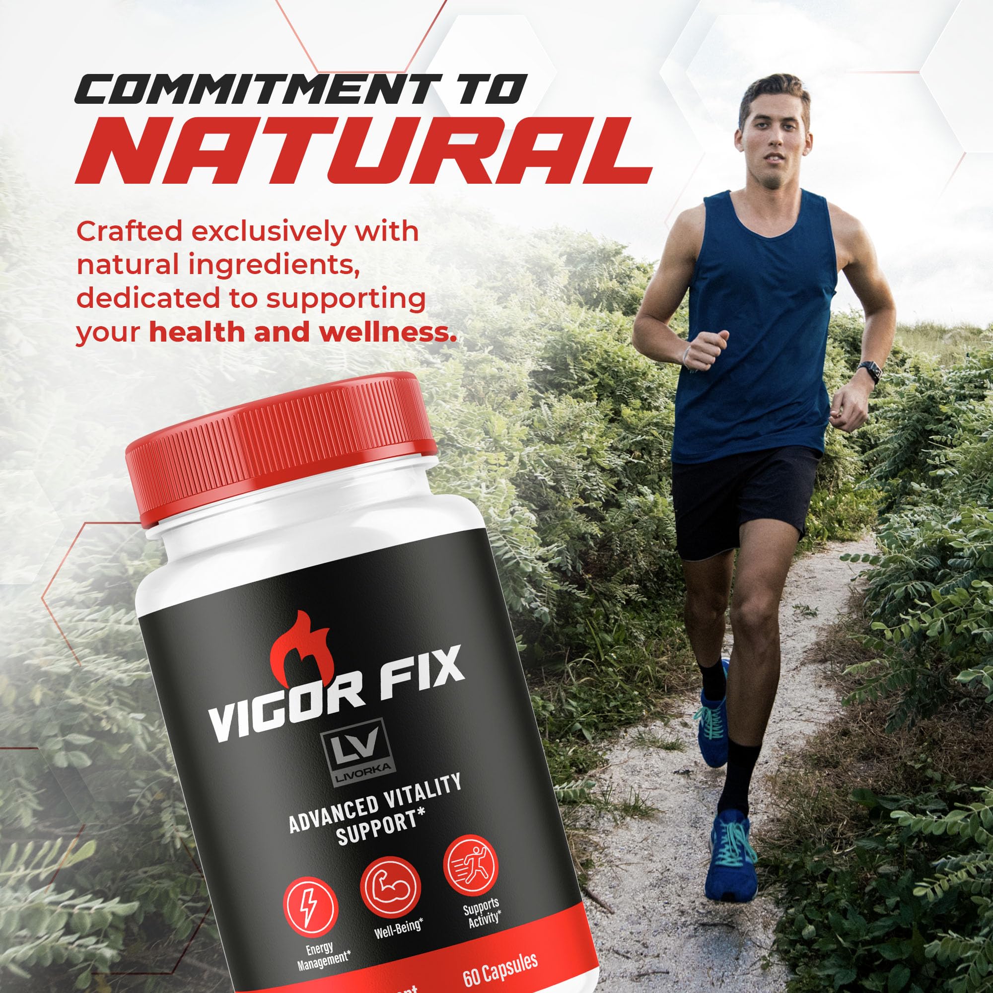 LIVORKA Vigor Fix label details reinforce the trusted vitamin formula.