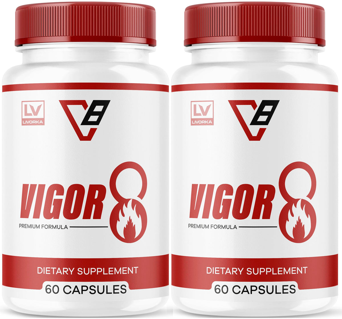 LIVORKA Vigor 8 bottle front view showing capsules for daily energy support