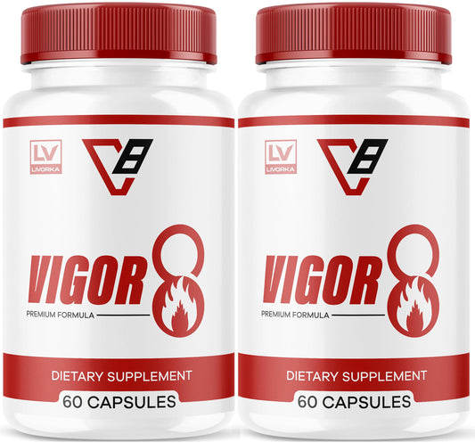LIVORKA Vigor 8 bottle front view showing capsules for daily energy support
