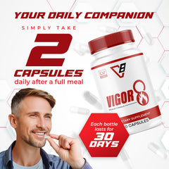 LIVORKA Vigor 8 capsules closeup shows easy-to-take daily capsules.