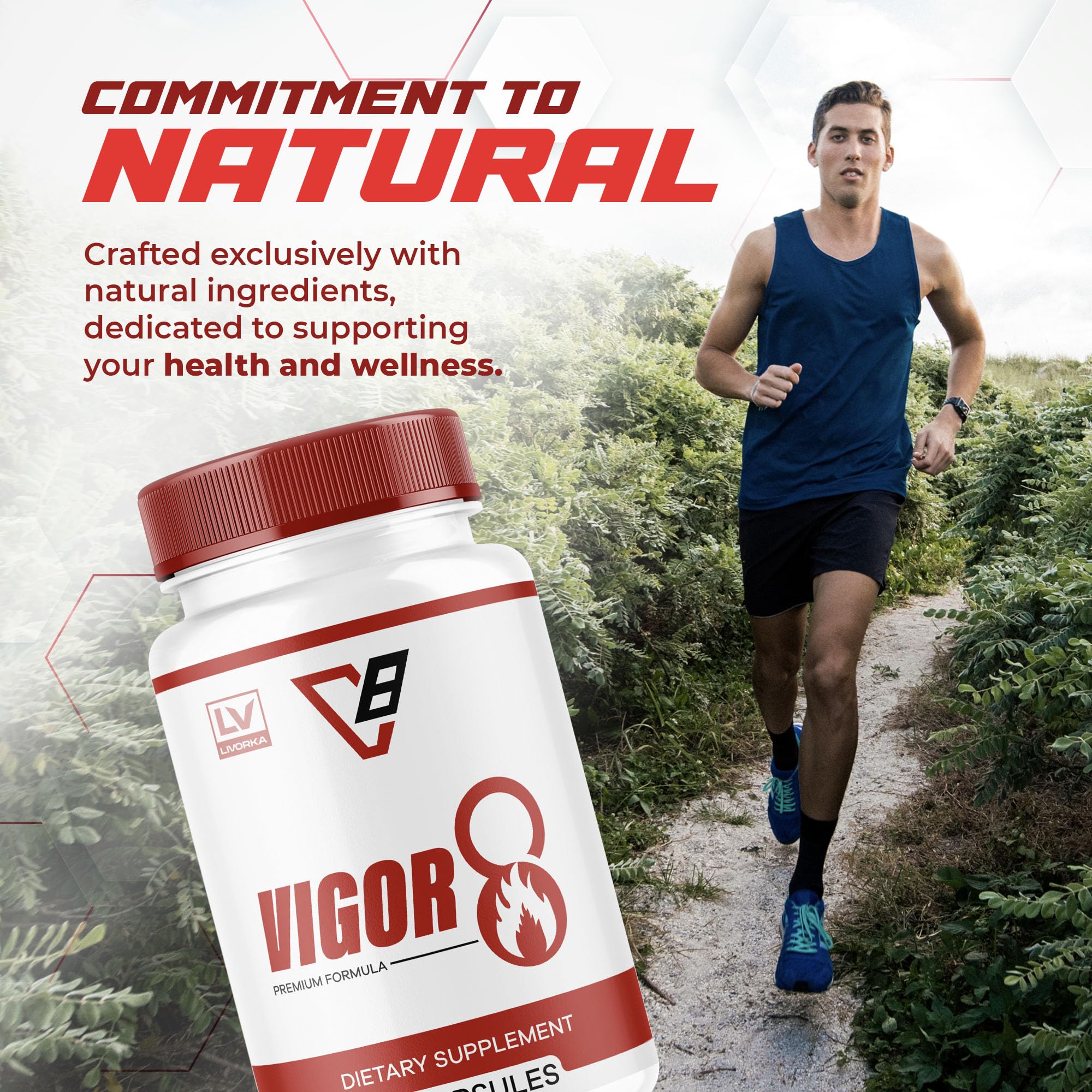 LIVORKA Vigor 8 packaging box highlighting a five-month supply.