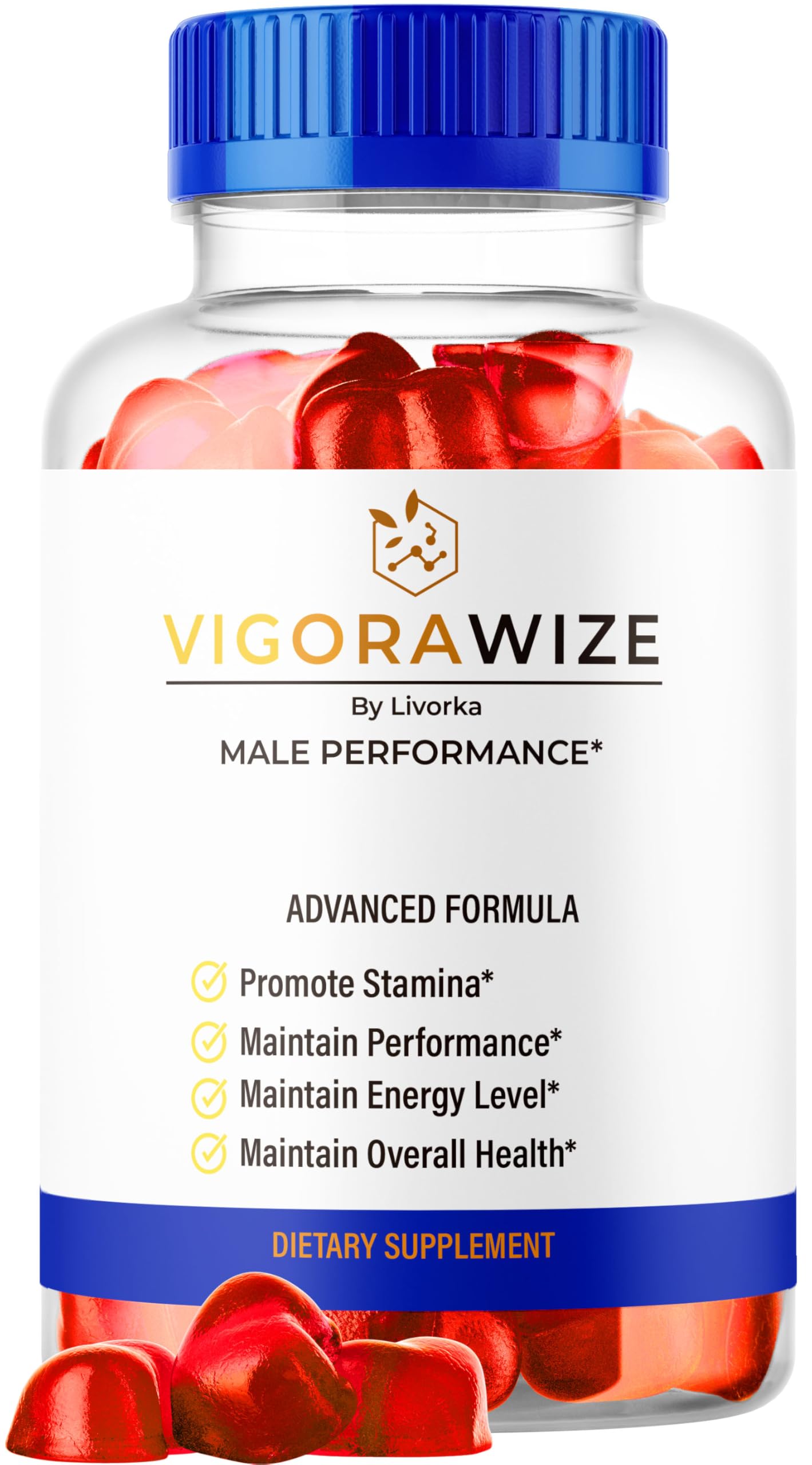 LIVORKA Vigorawize bottle front with colorful gummies for daily wellness.