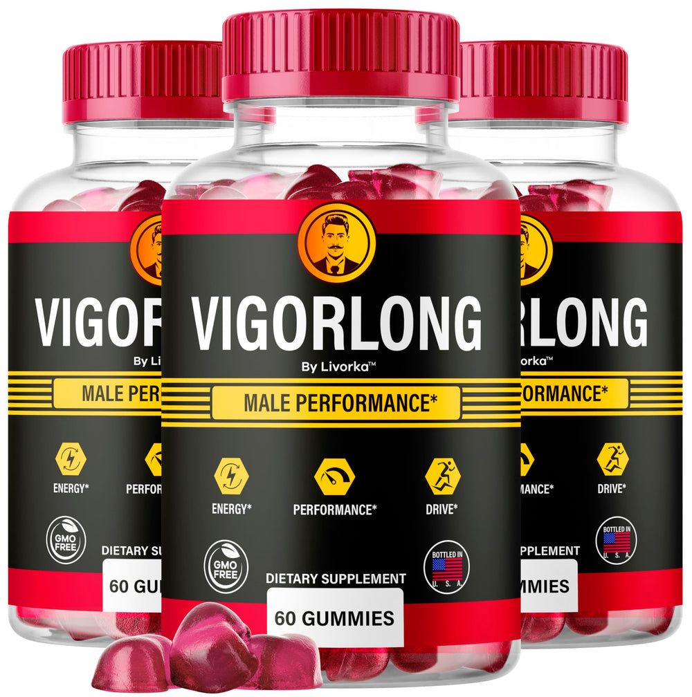 LIVORKA Vigorlong Gummies bottle pour shown for an easy daily supplement routine.