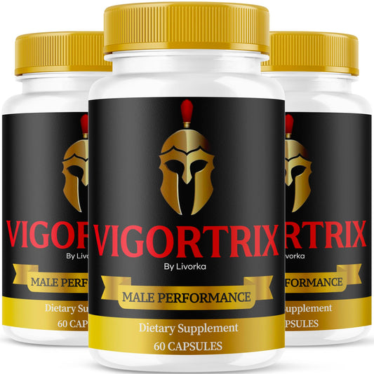 LIVORKA Vigortrix bottle front, highlighting a compact 3-month supply for daily use.