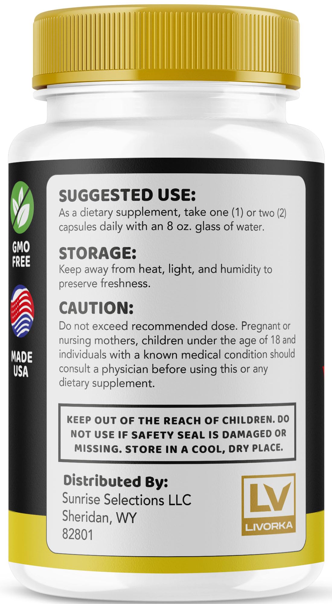 LIVORKA Vigortrix dosage capsule closeup, highlighting the 180-count bundle.