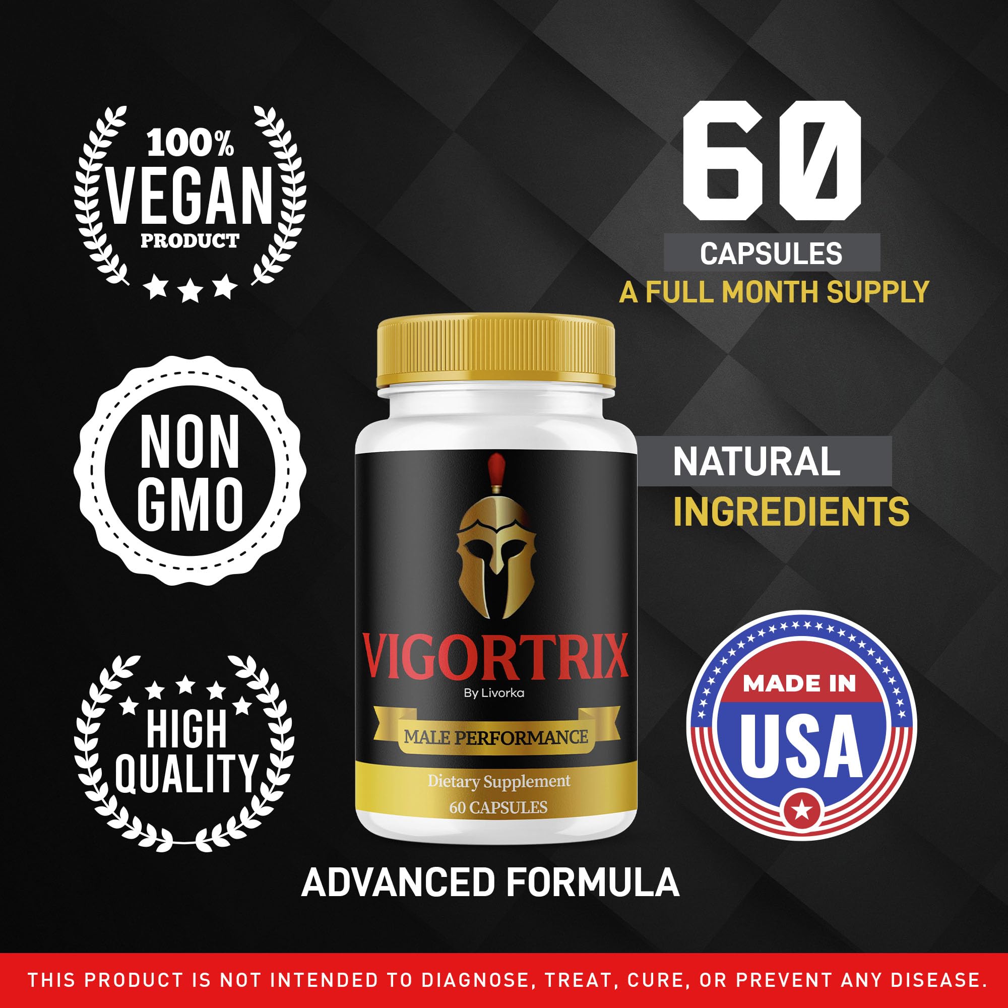 LIVORKA Vigortrix ingredients blend illustrating a balanced formula for everyday vitality.