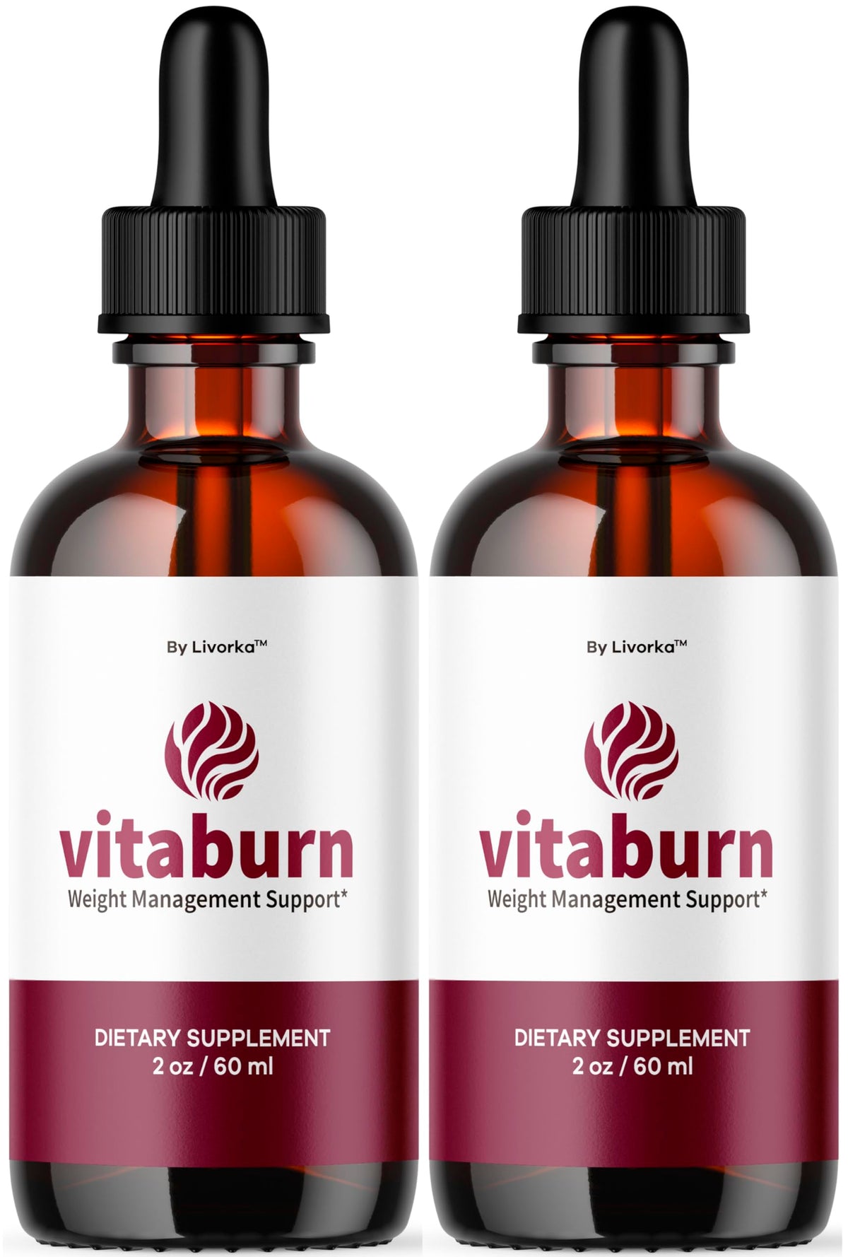 LIVORKA Vitaburn drops bottle and ingredient label for daily wellness.