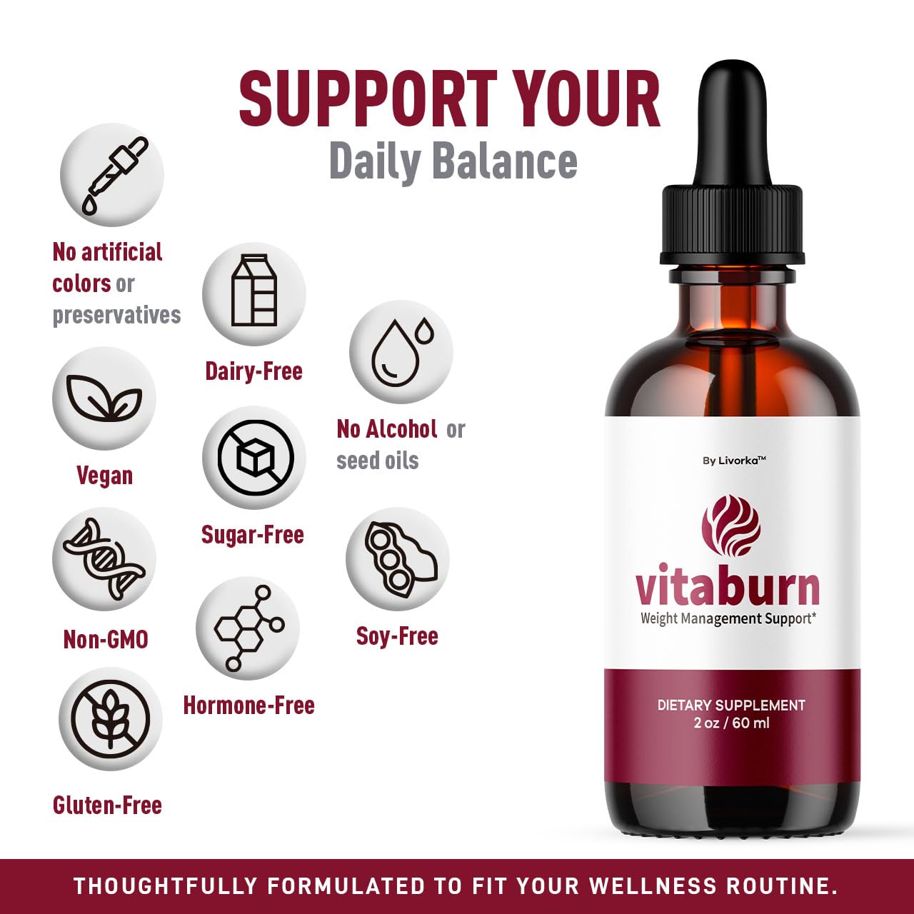 LIVORKA Vitaburn packaging emphasizing USA-made, GMP-certified quality.