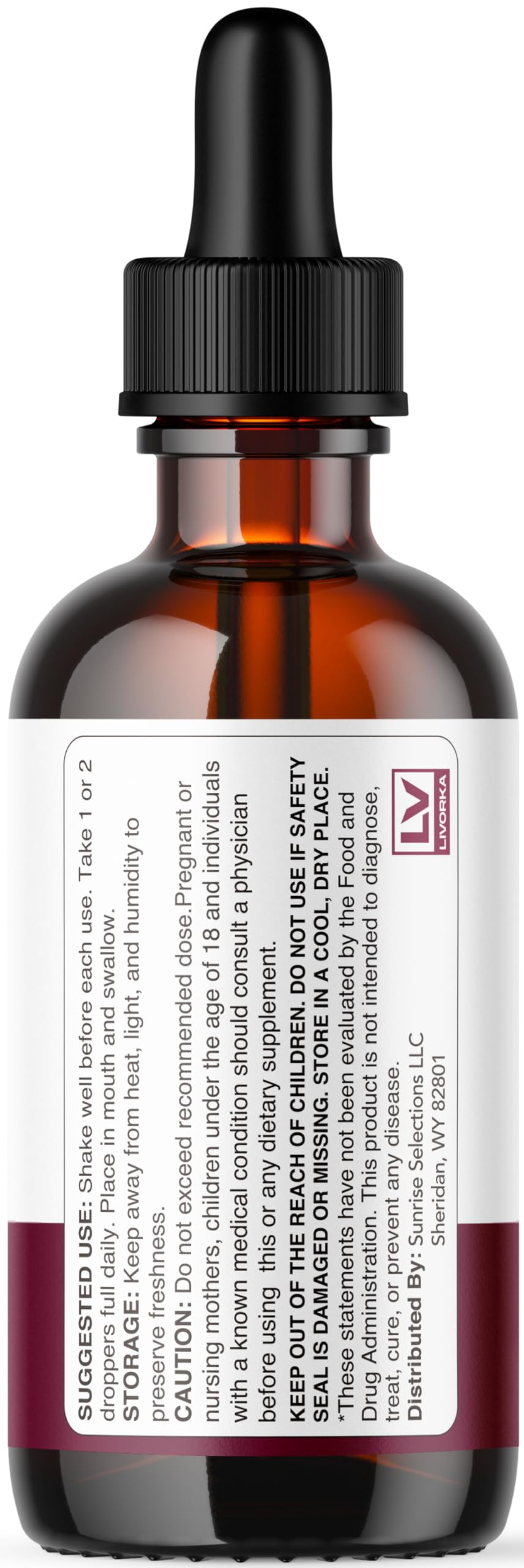 LIVORKA Vitaburn bottle close-up showing secure cap and measured drops.
