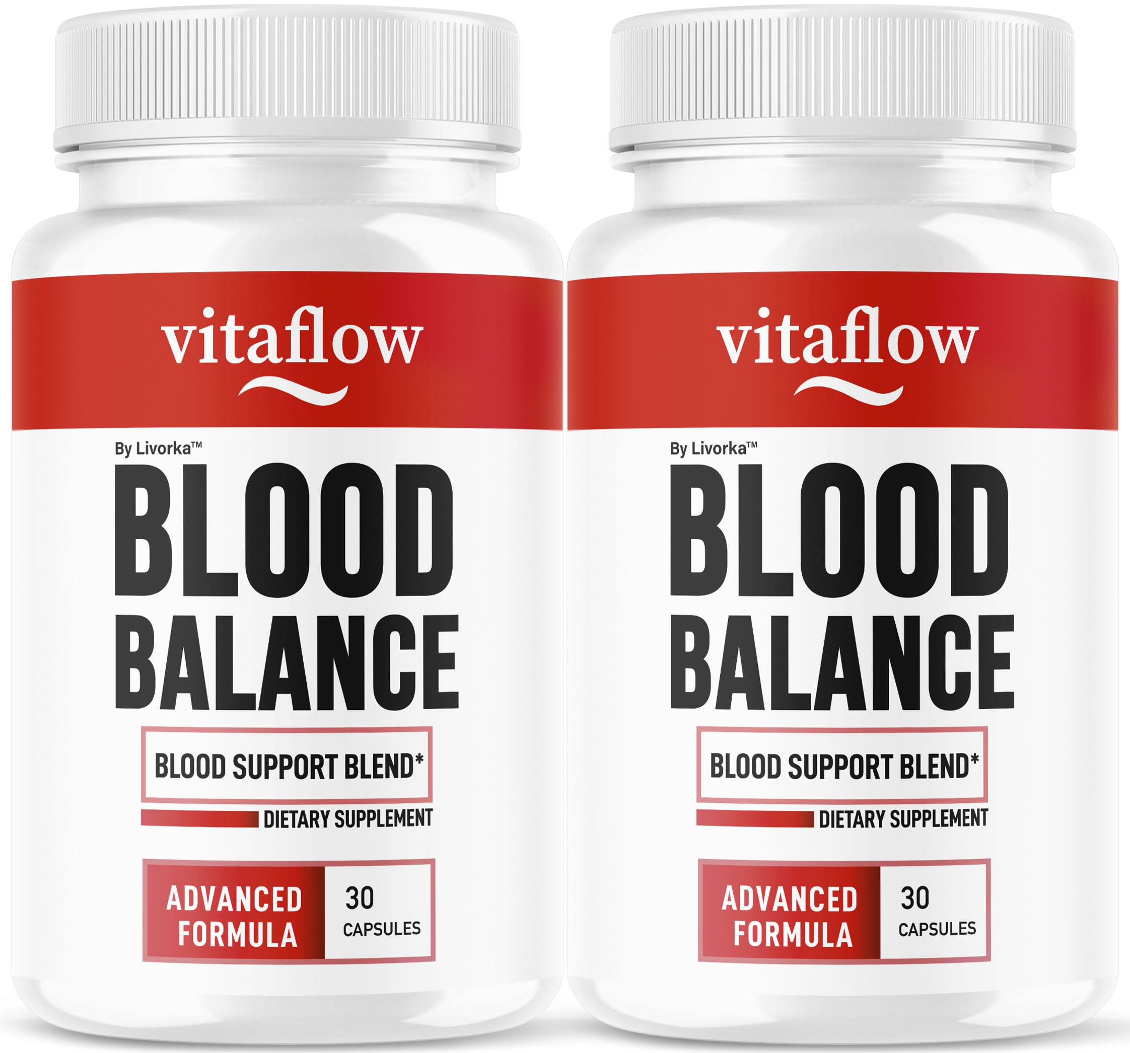 LIVORKA VitaFlow Balance bottle front shows the all-natural formula for daily balance.