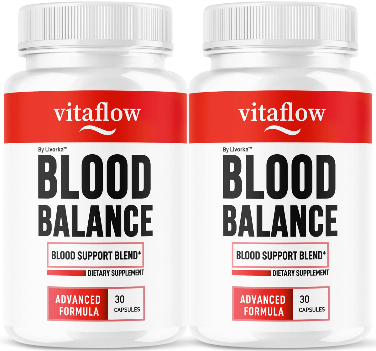 LIVORKA VitaFlow Balance bottle front shows the all-natural formula for daily balance.