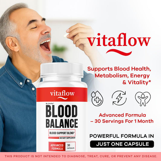 LIVORKA VitaFlow Balance capsules closeup highlights natural ingredients and easy swallowing.