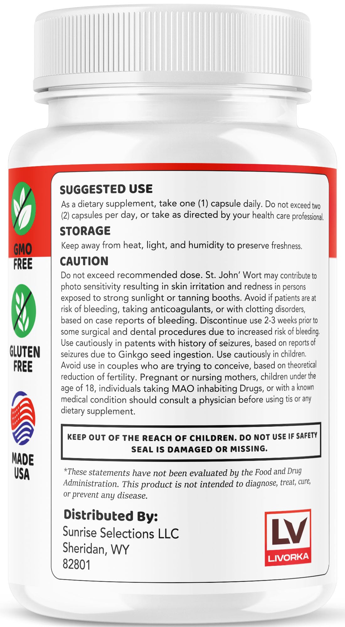 LIVORKA VitaFlow Balance nutrition facts back panel supports informed daily use.