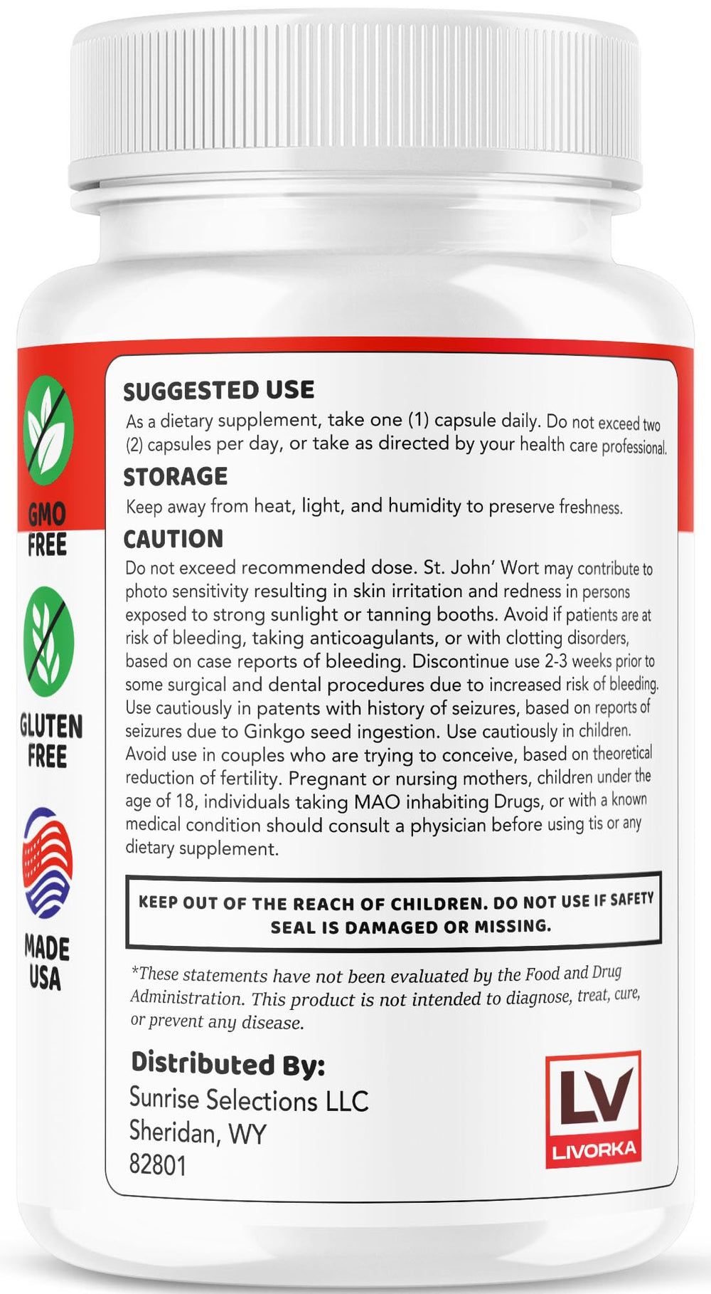 LIVORKA VitaFlow Balance nutrition facts back panel supports informed daily use.