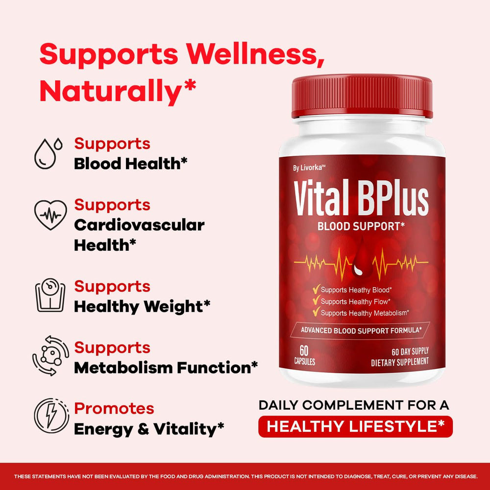 LIVORKA Vital BPlus capsules closeup reveals small, easy-to-swallow pills.