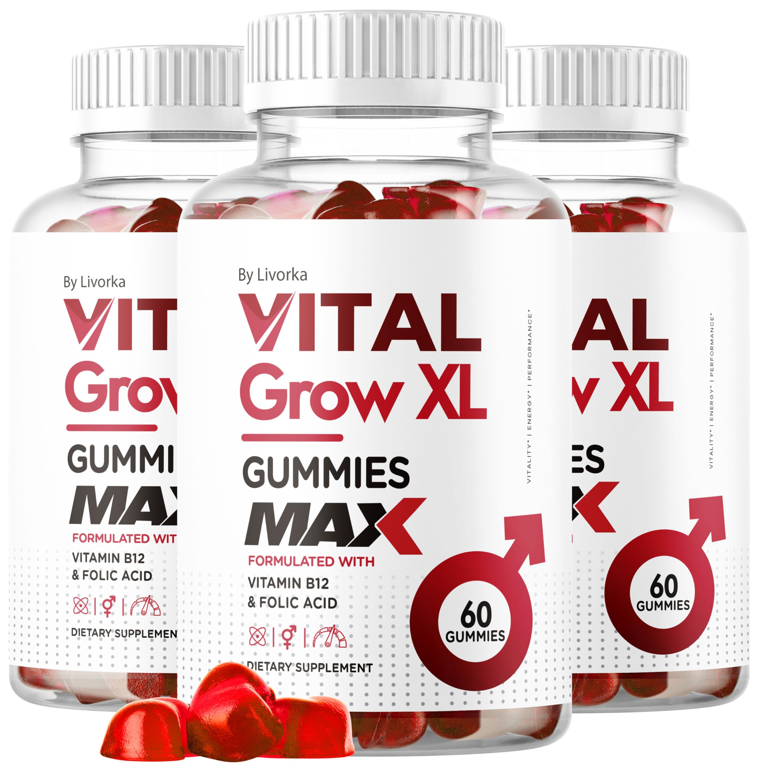 LIVORKA Vital Grow XL gummies bottle front view for daily energy support